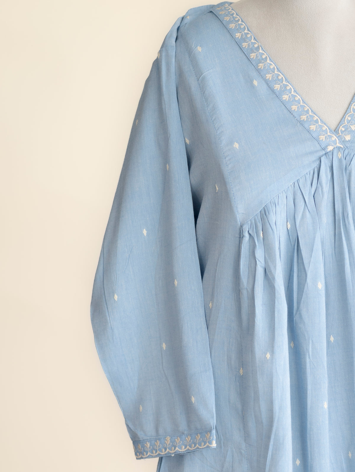 Ishmitha Cotton Handloom Embroidered A-Line Kurta