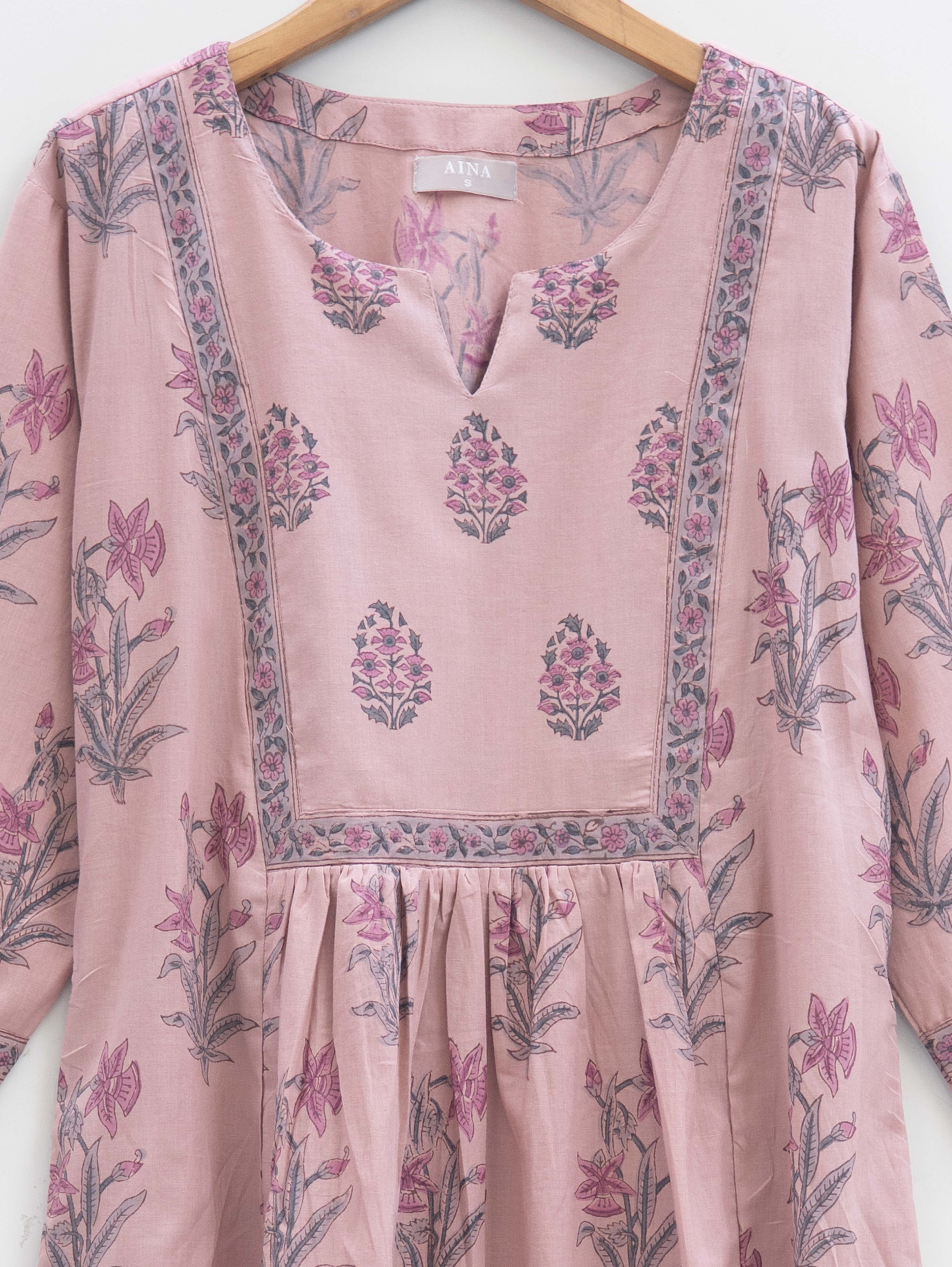 Cotton Block Printed A Line Kurta