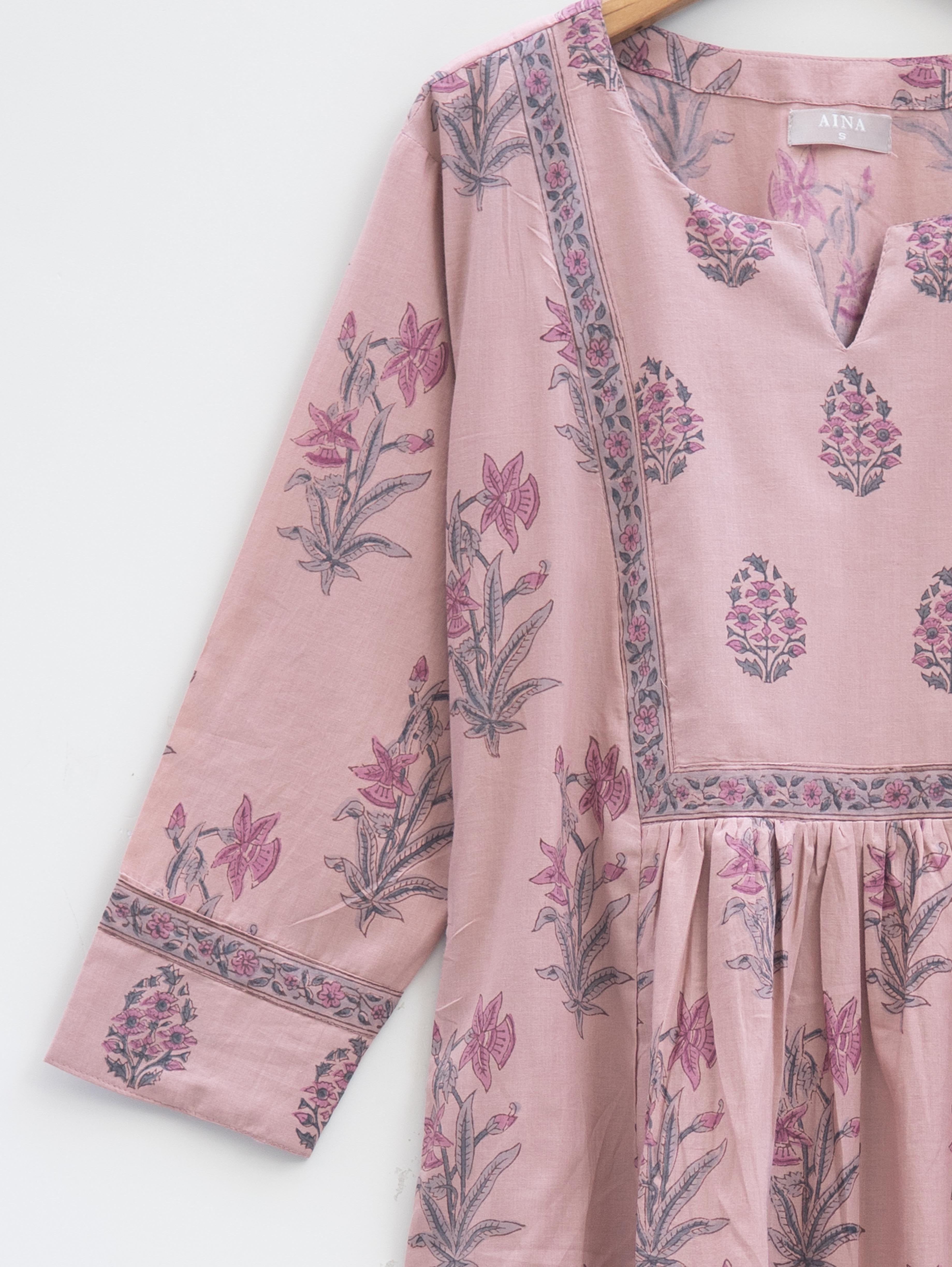 Cotton Block Printed A Line Kurta