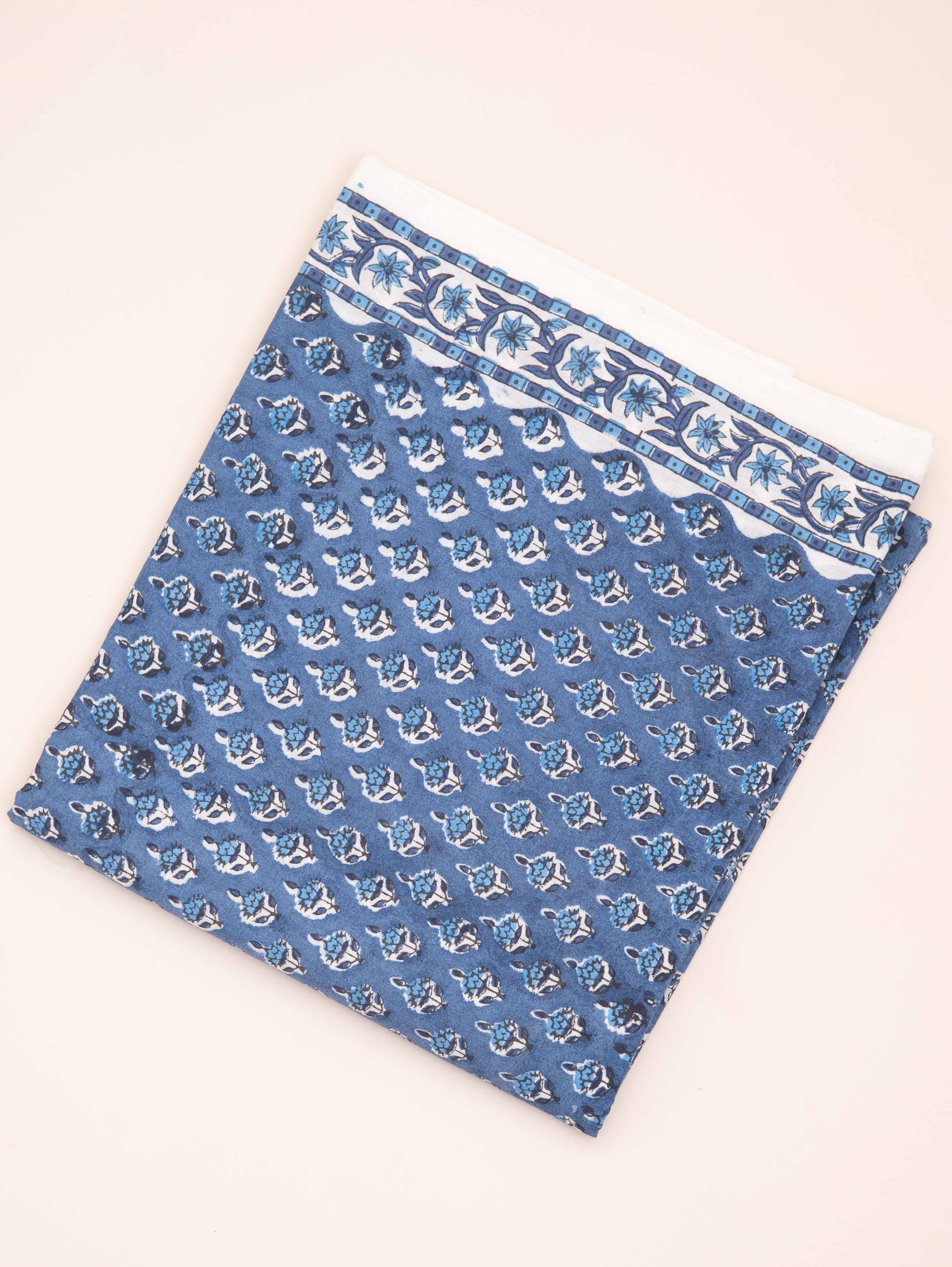 Cotton Block Printed Unstitched Suit Set - 3 Piece