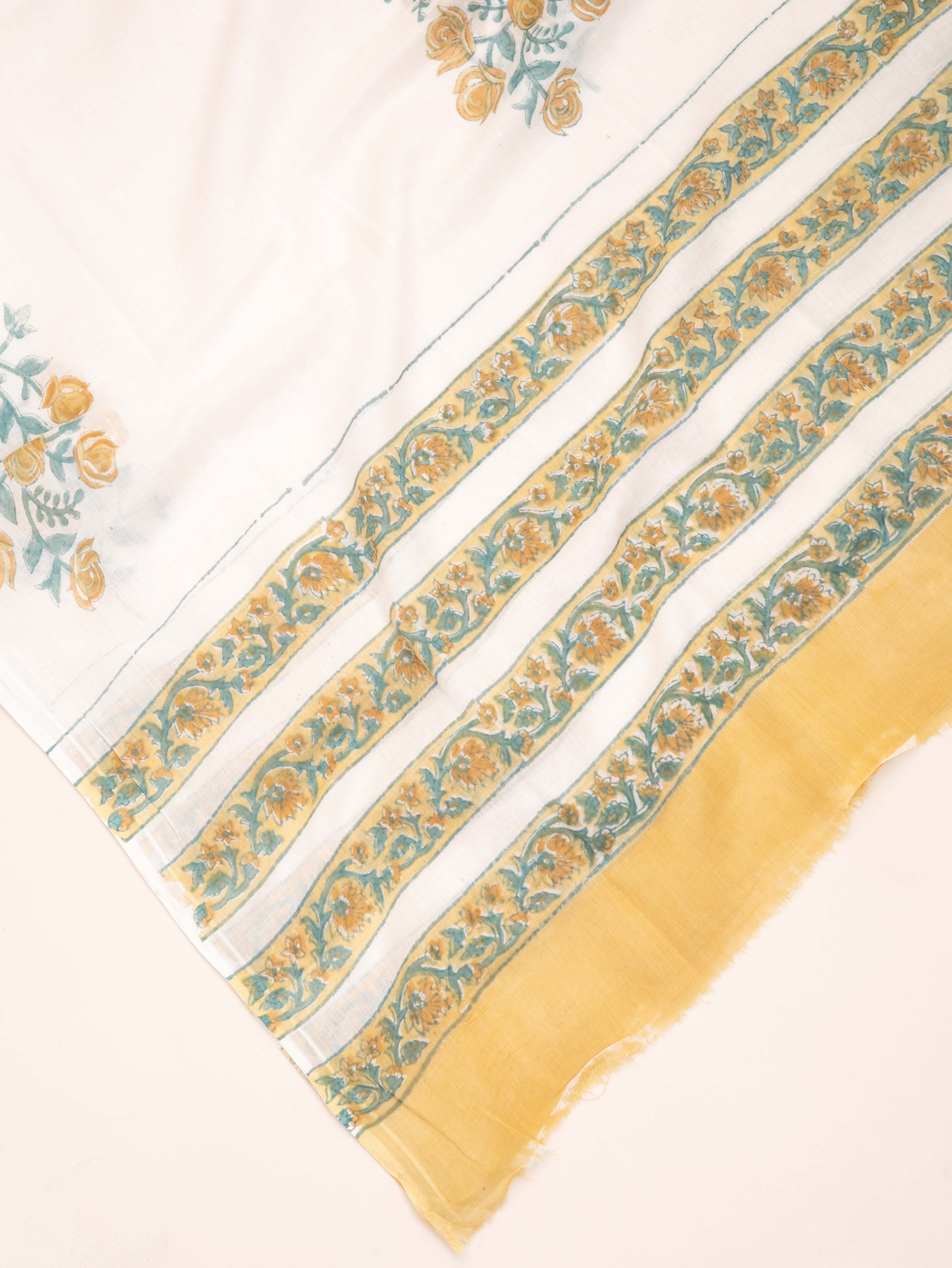 Cotton Block Printed Unstitched Suit Set - 3 Piece