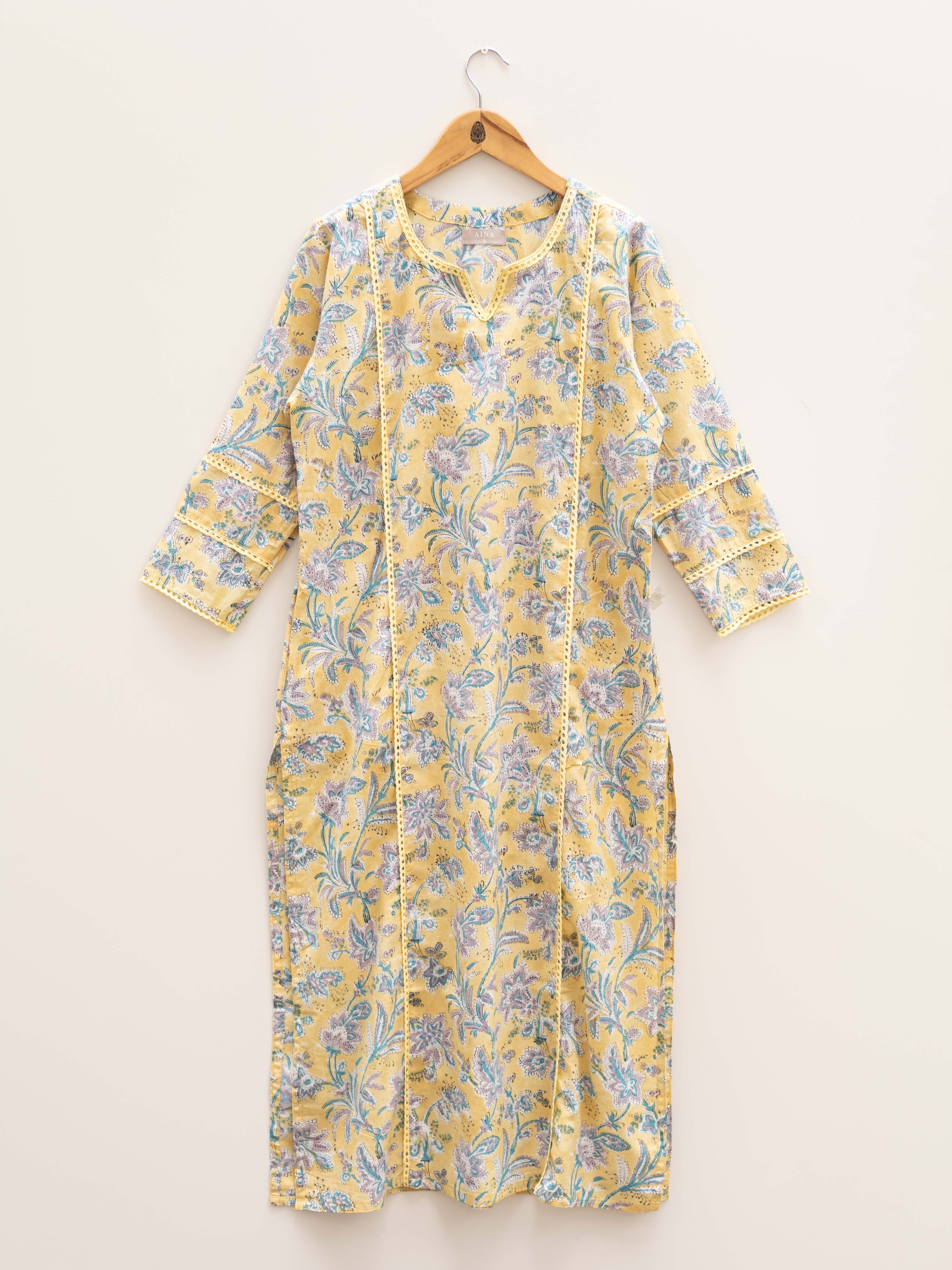 Cotton Block Printed Straight Kurta