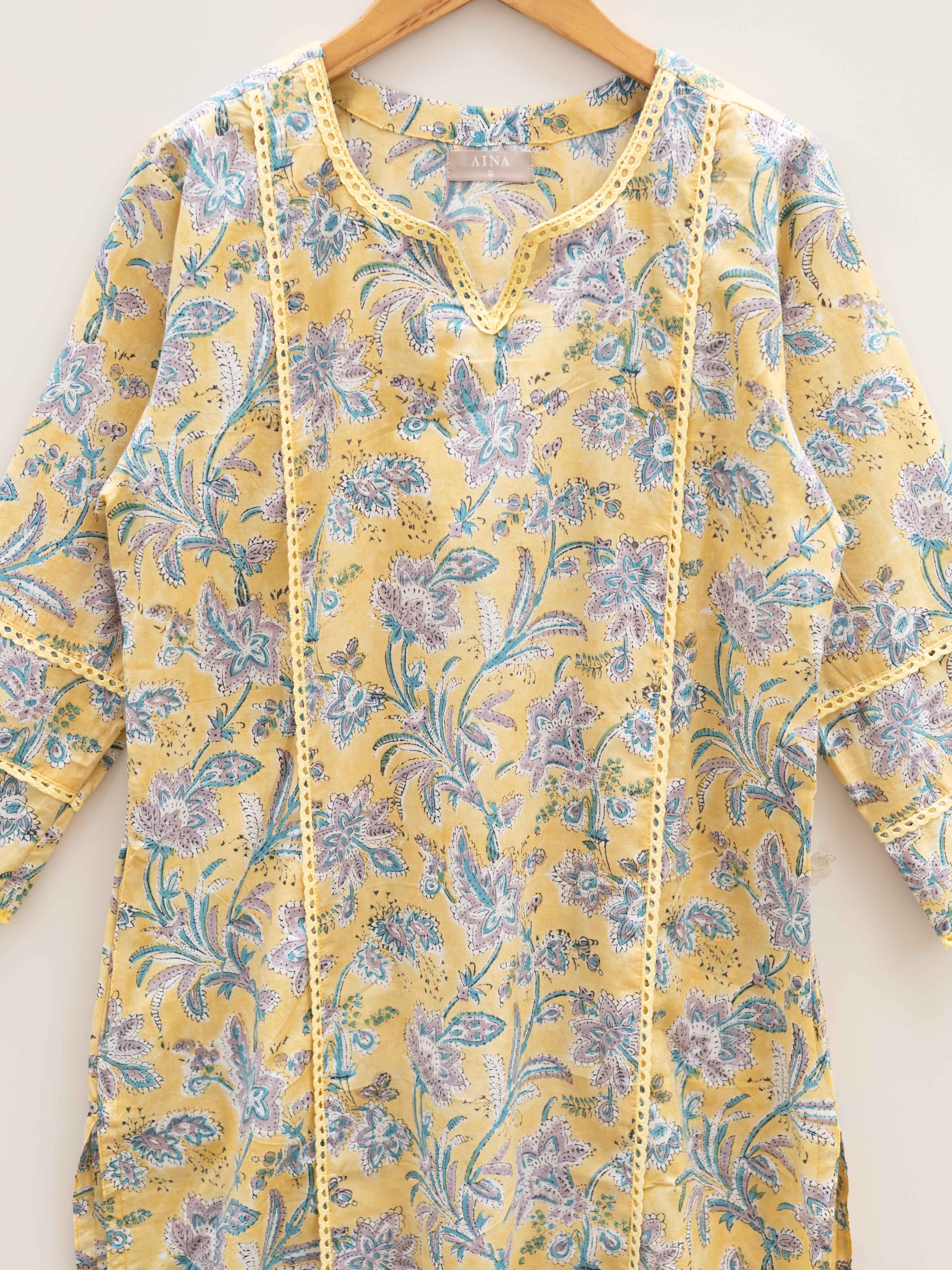 Cotton Block Printed Straight Kurta