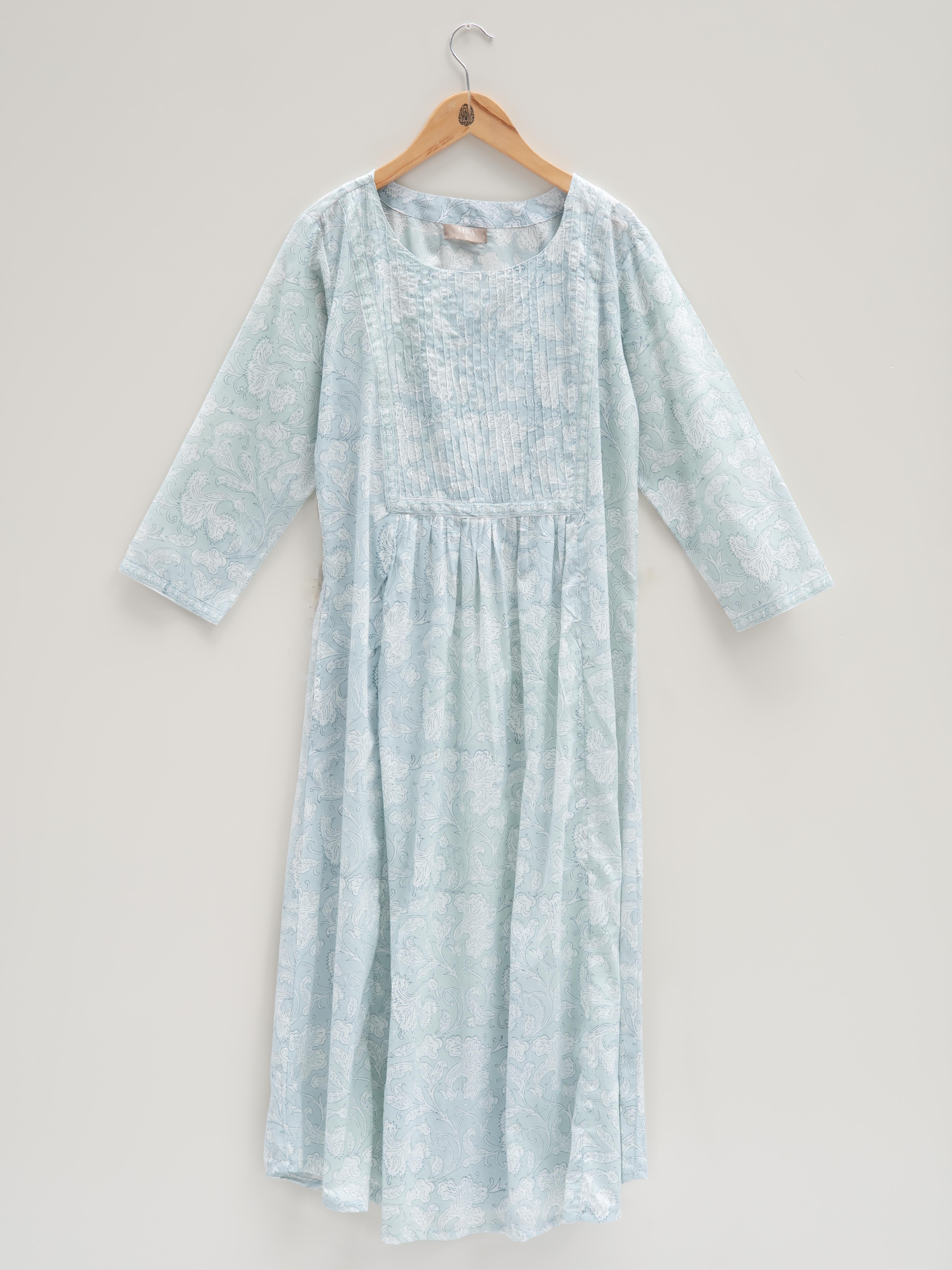 Cotton Block Printed A Line Kurta