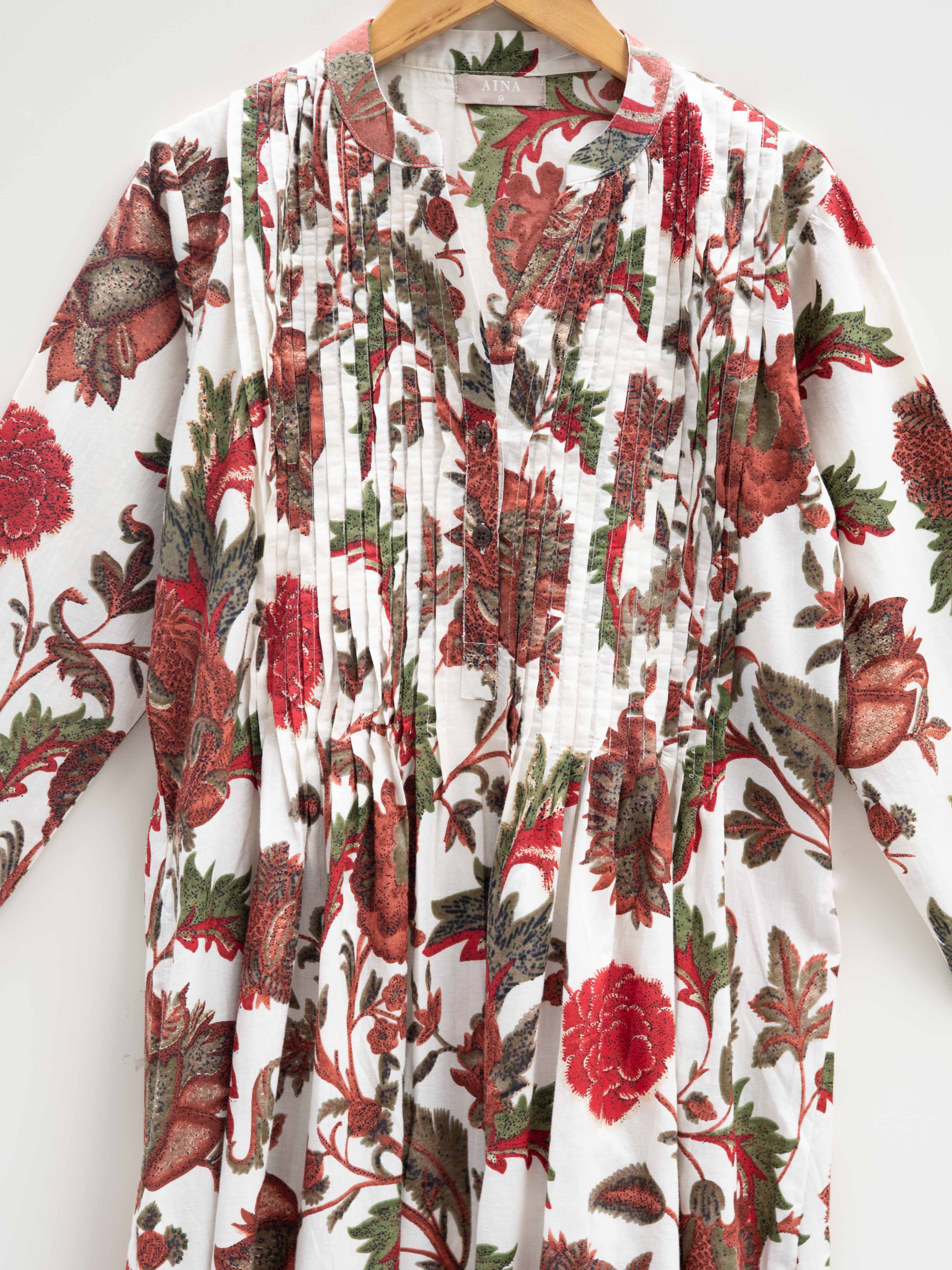 Cotton Block Printed A Line Kurta