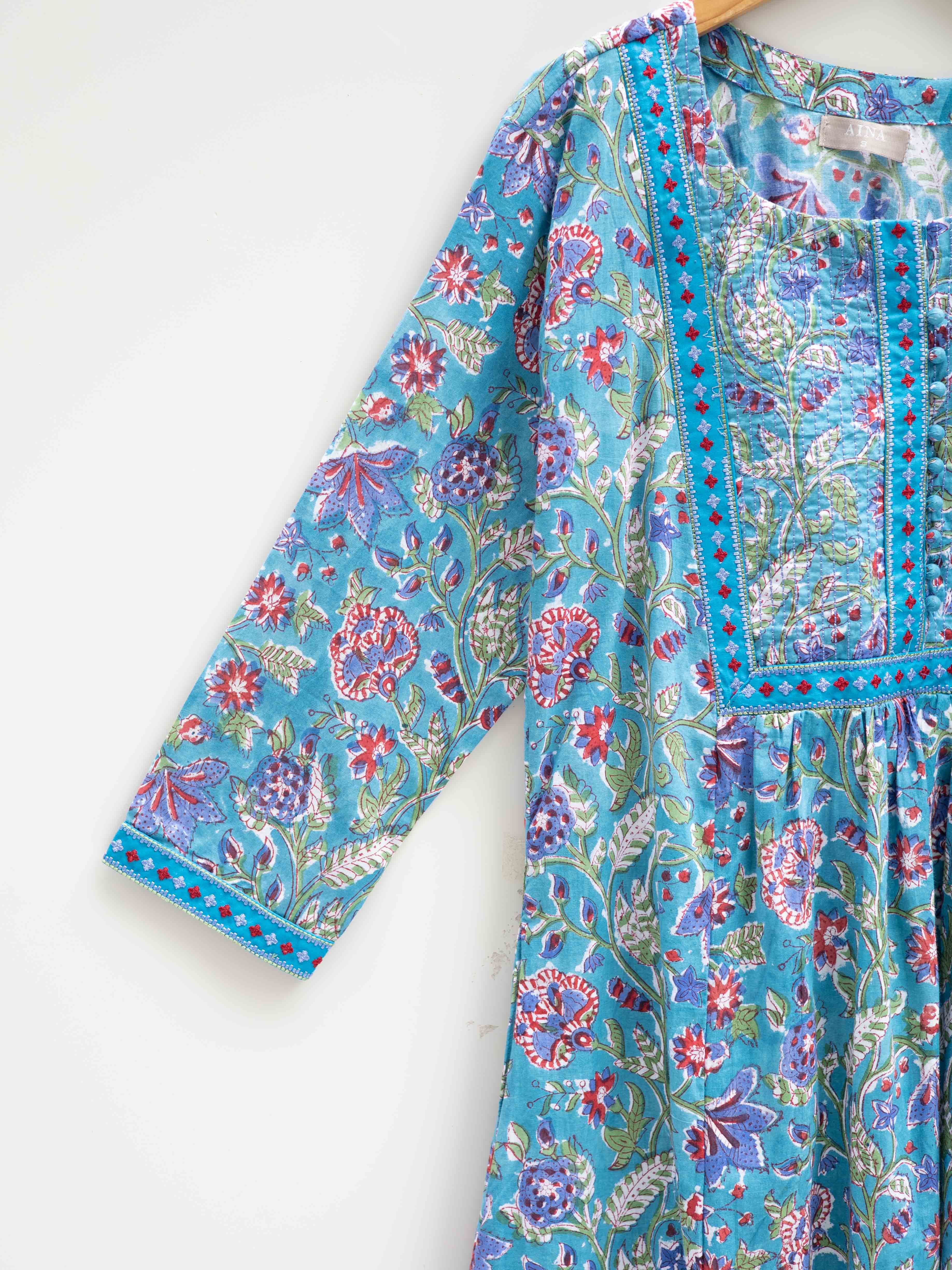 Cotton Block Printed A Line Kurta