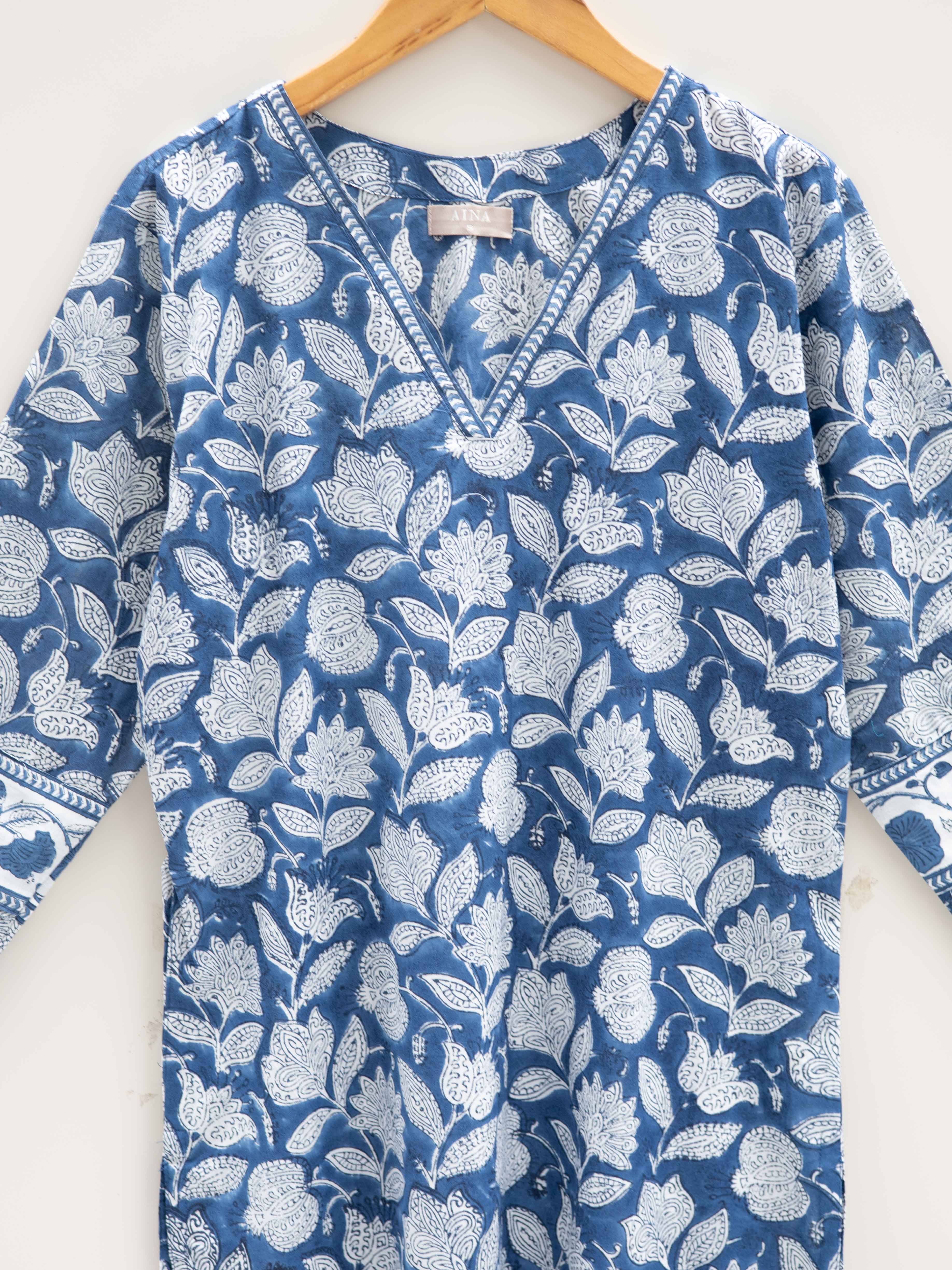 Cotton Block Printed Straight Kurta