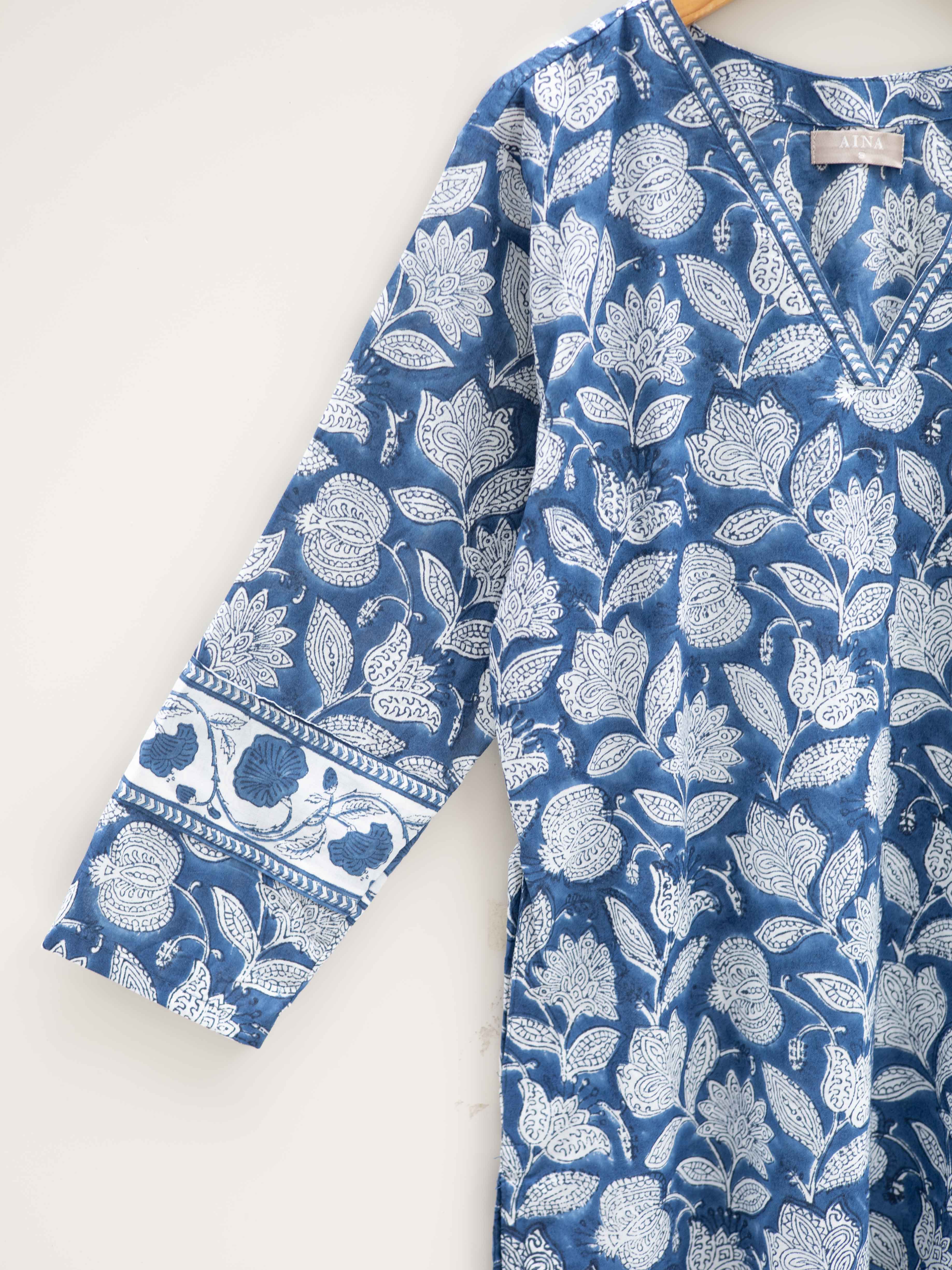 Cotton Block Printed Straight Kurta