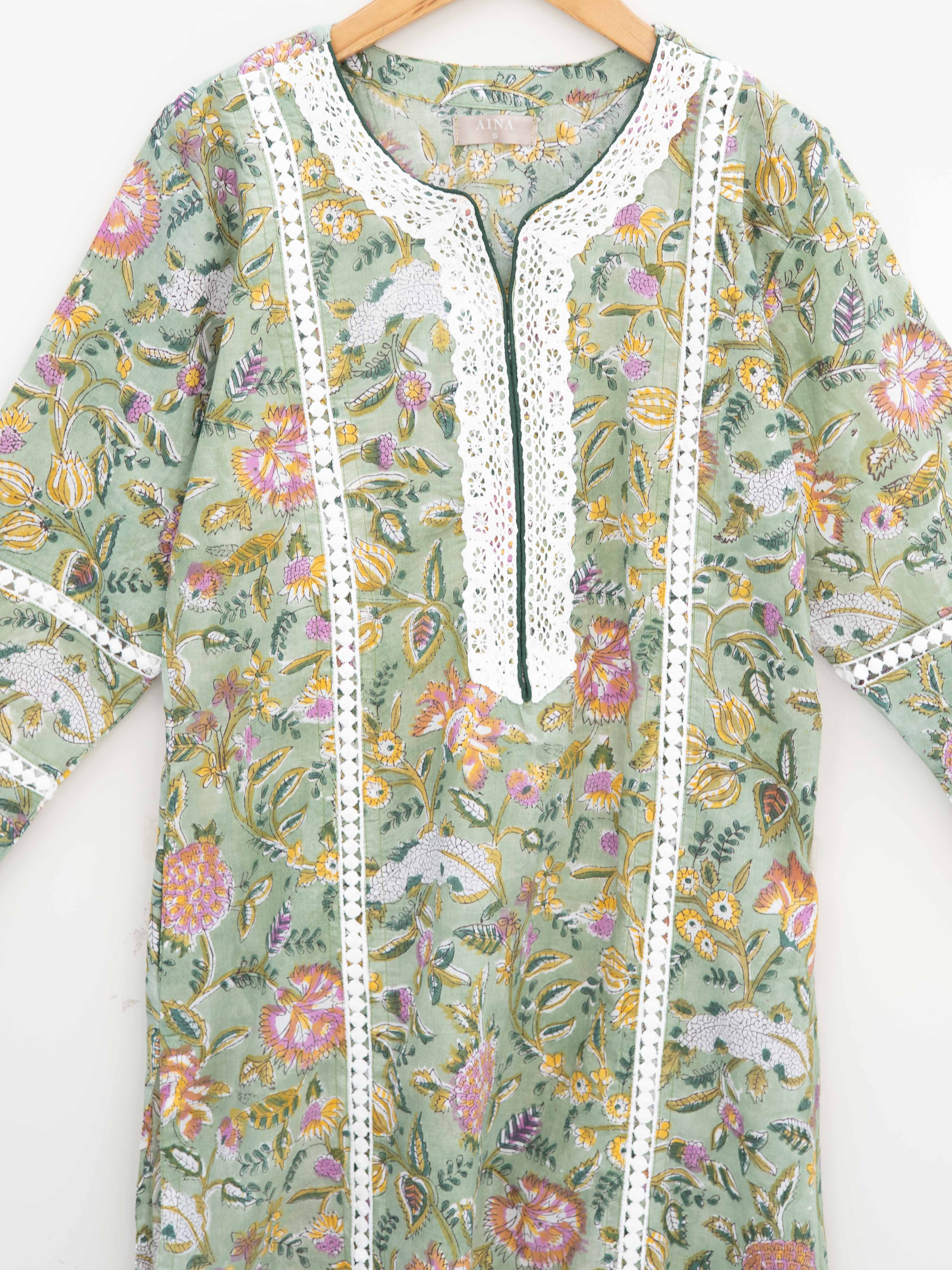 Cotton Block Printed Straight Kurta