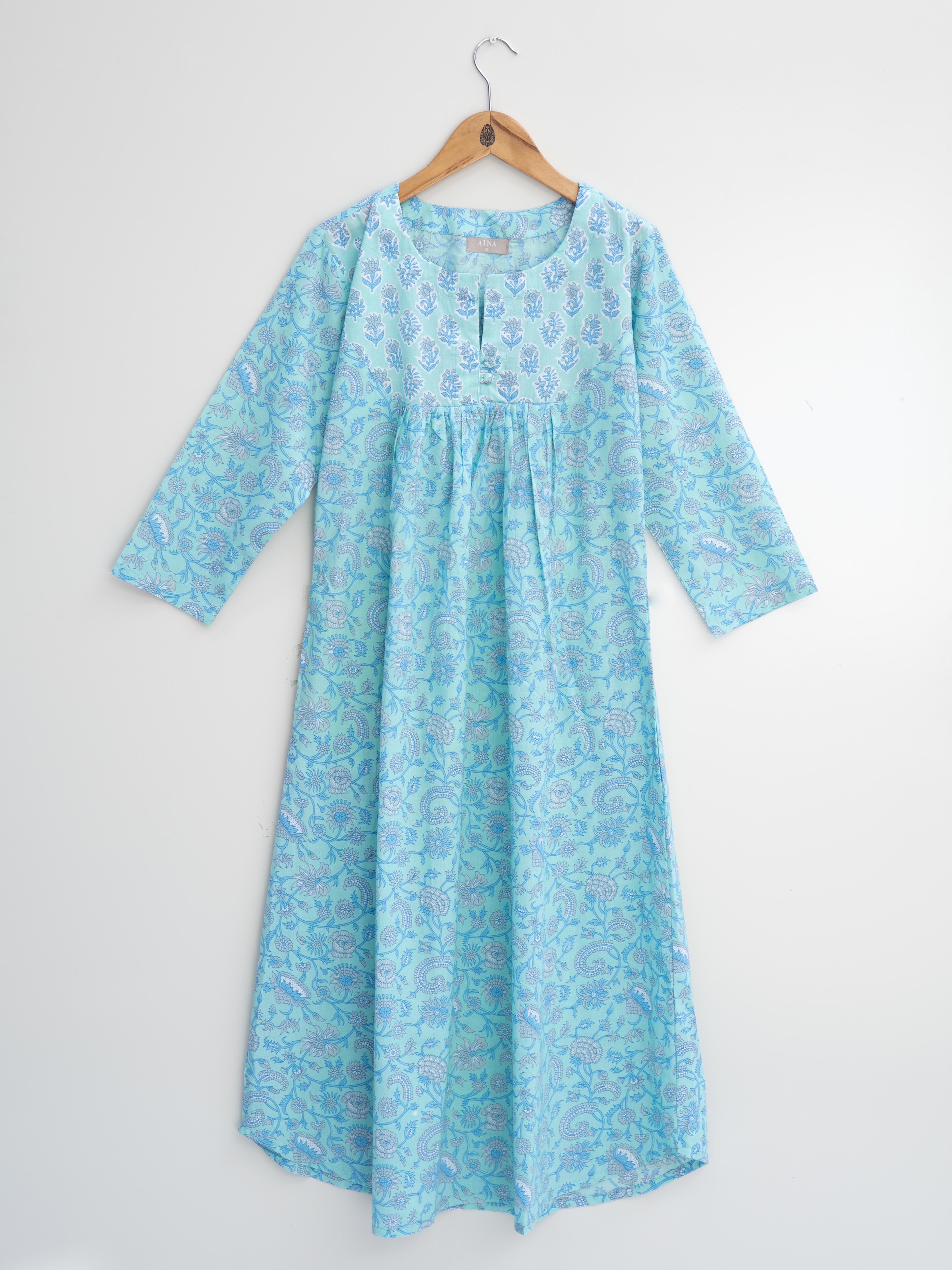 Cotton Block Printed A-Line Kurta
