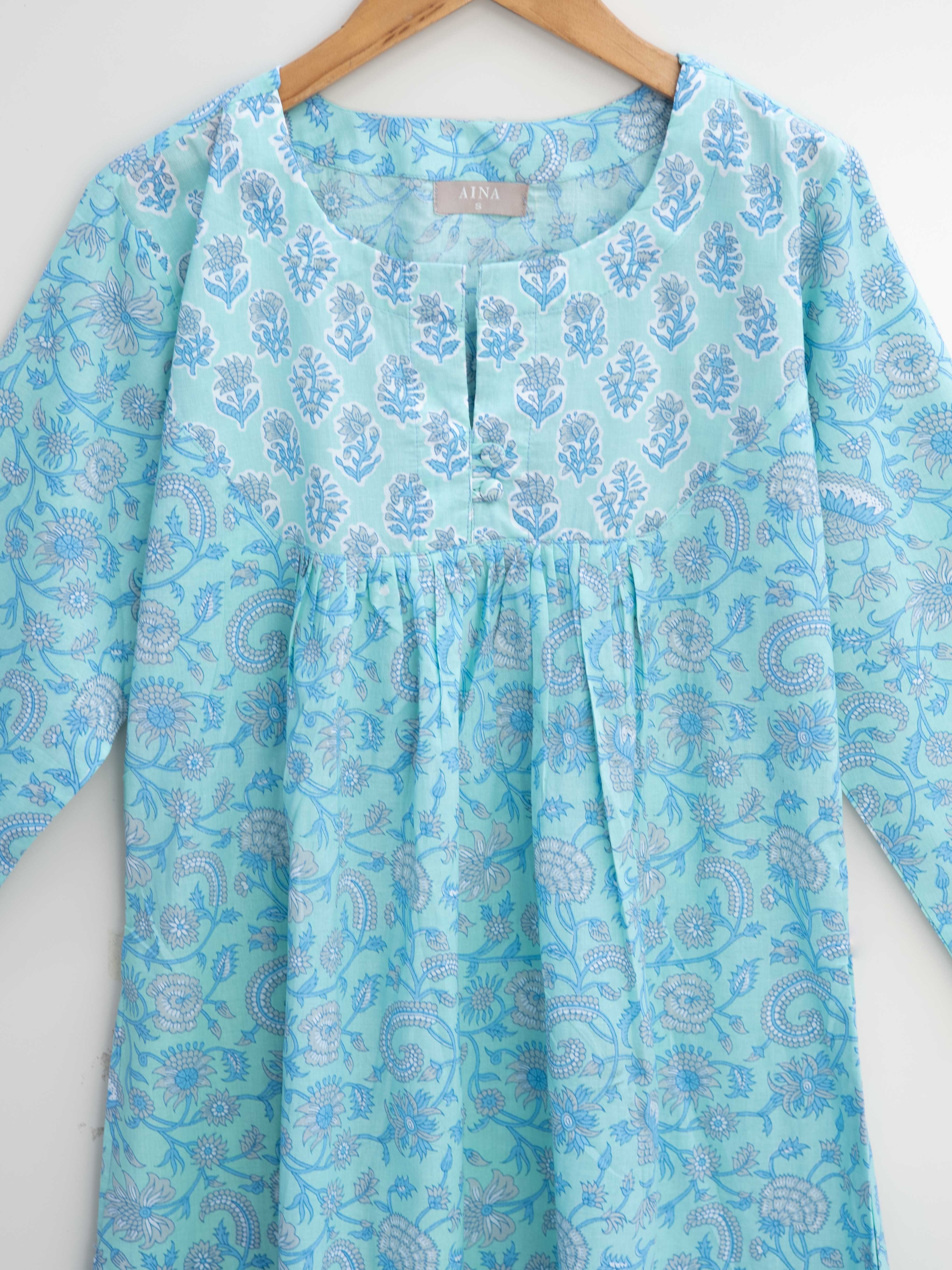 Cotton Block Printed A-Line Kurta