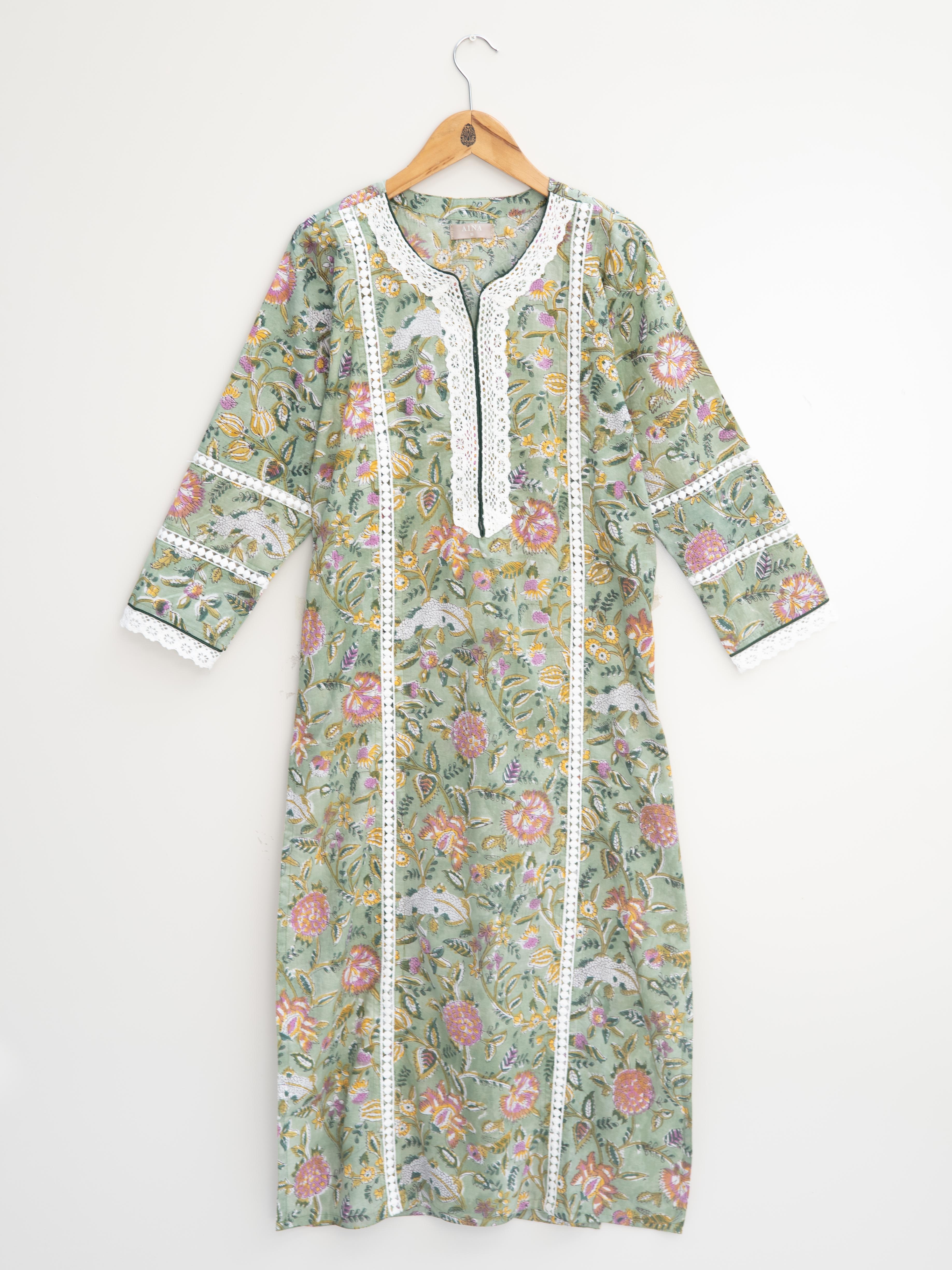 Cotton Block Printed Straight Kurta
