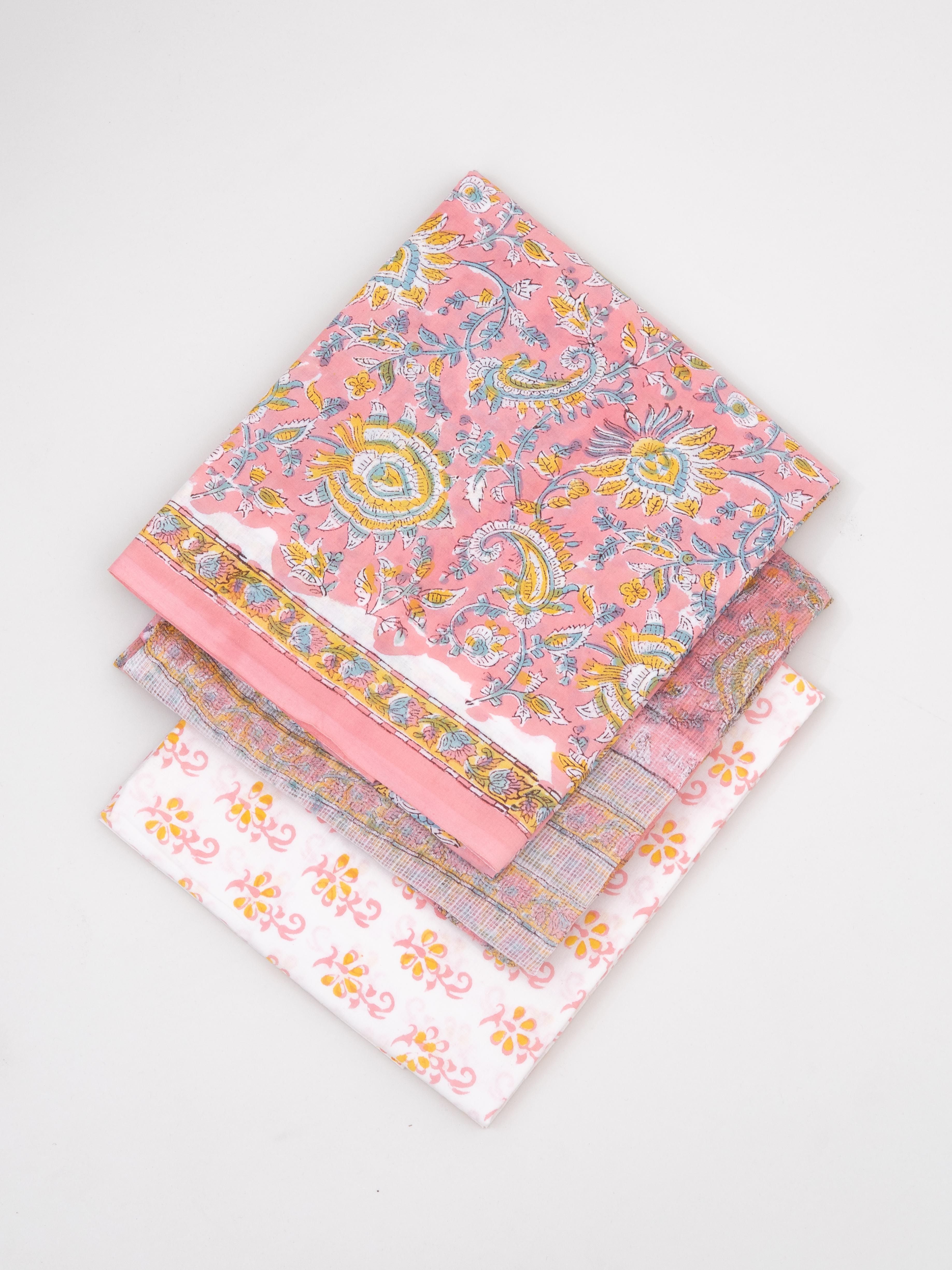 Cotton Block Printed Unstitched Suit Set - 3 Piece