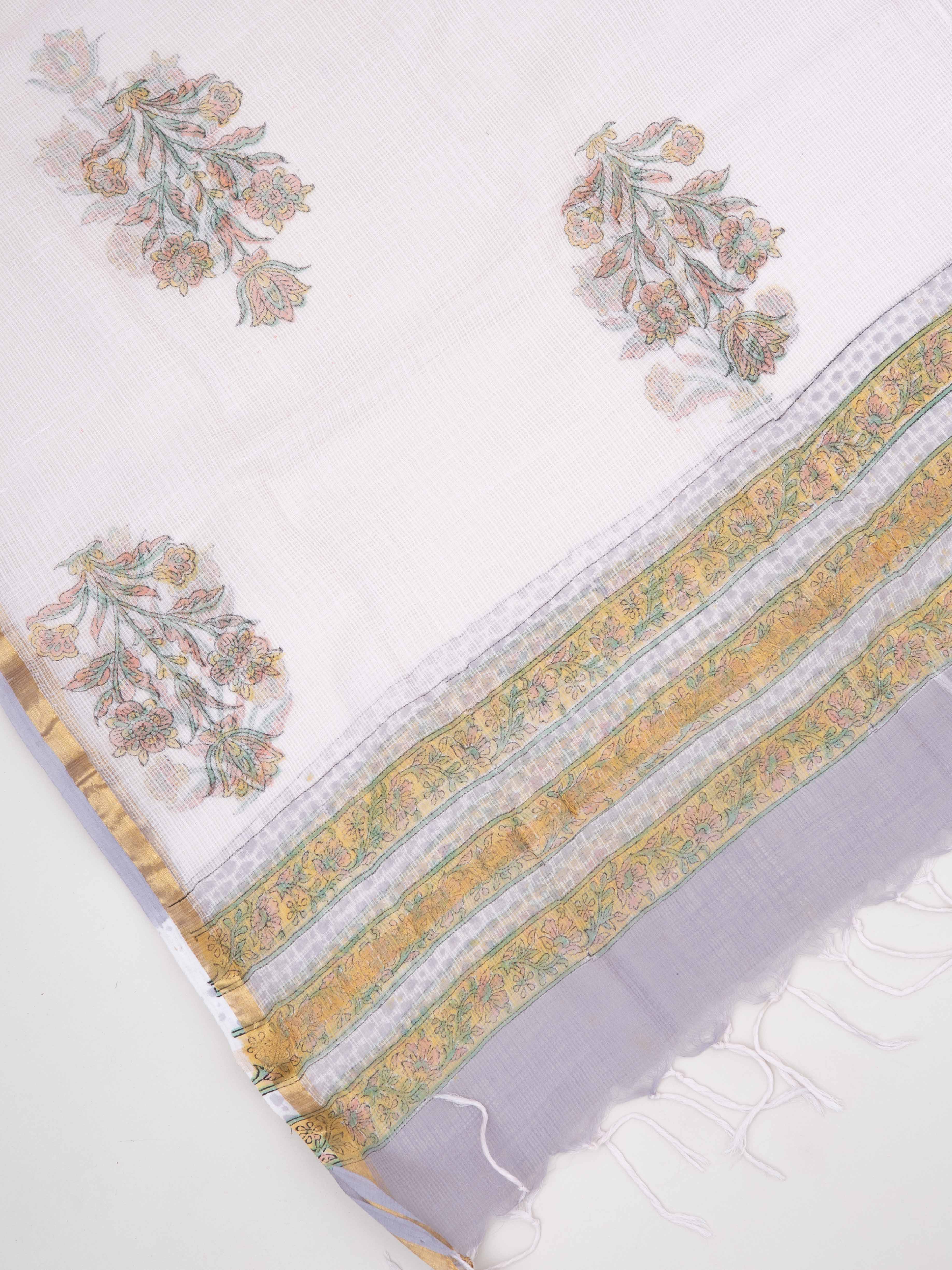 Cotton Block Printed Unstitched Suit Set - 3 Piece