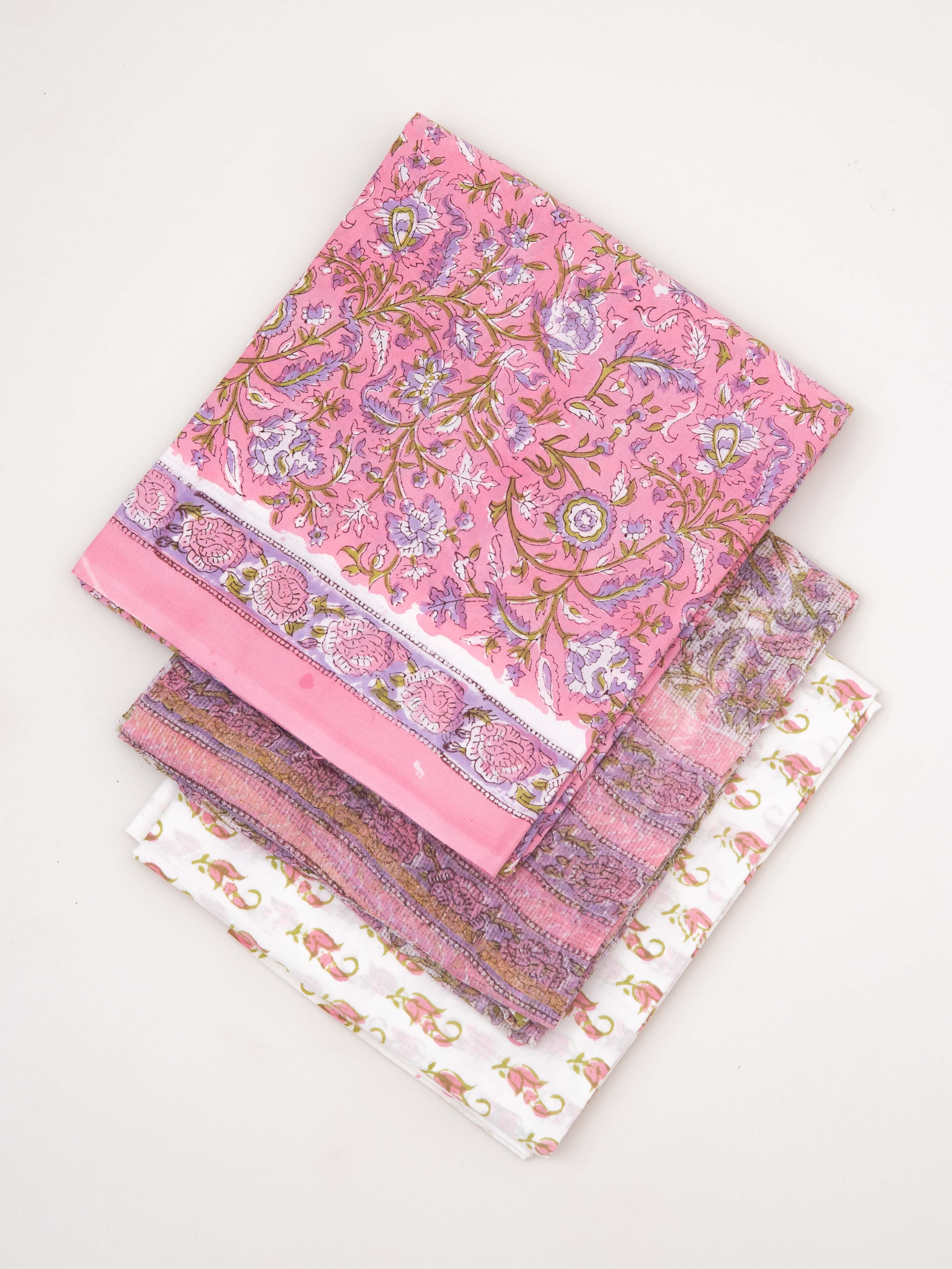 Cotton Block Printed Unstitched Suit Set - 3 Piece
