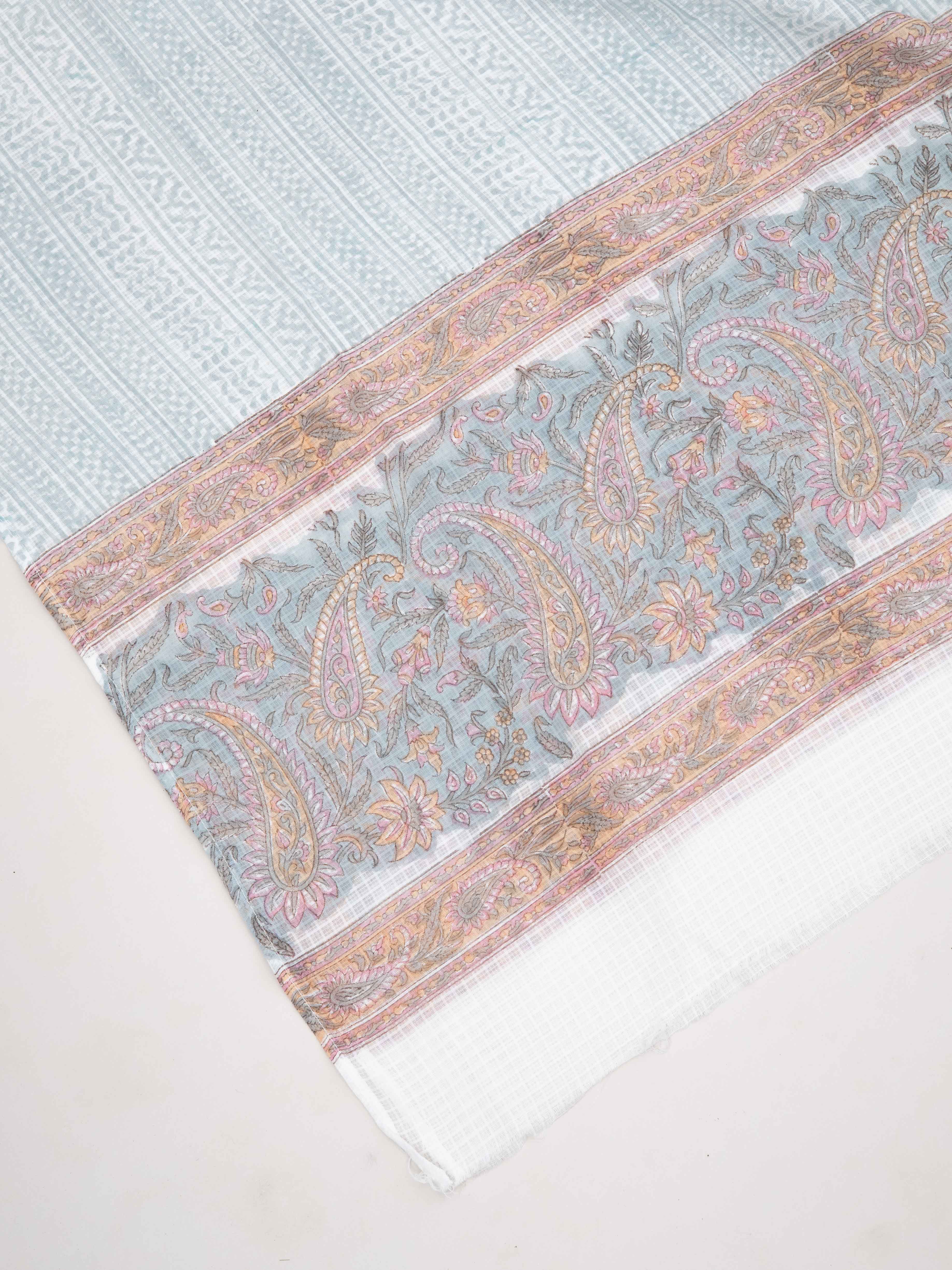 Cotton Block Printed Unstitched Suit - 3 Piece