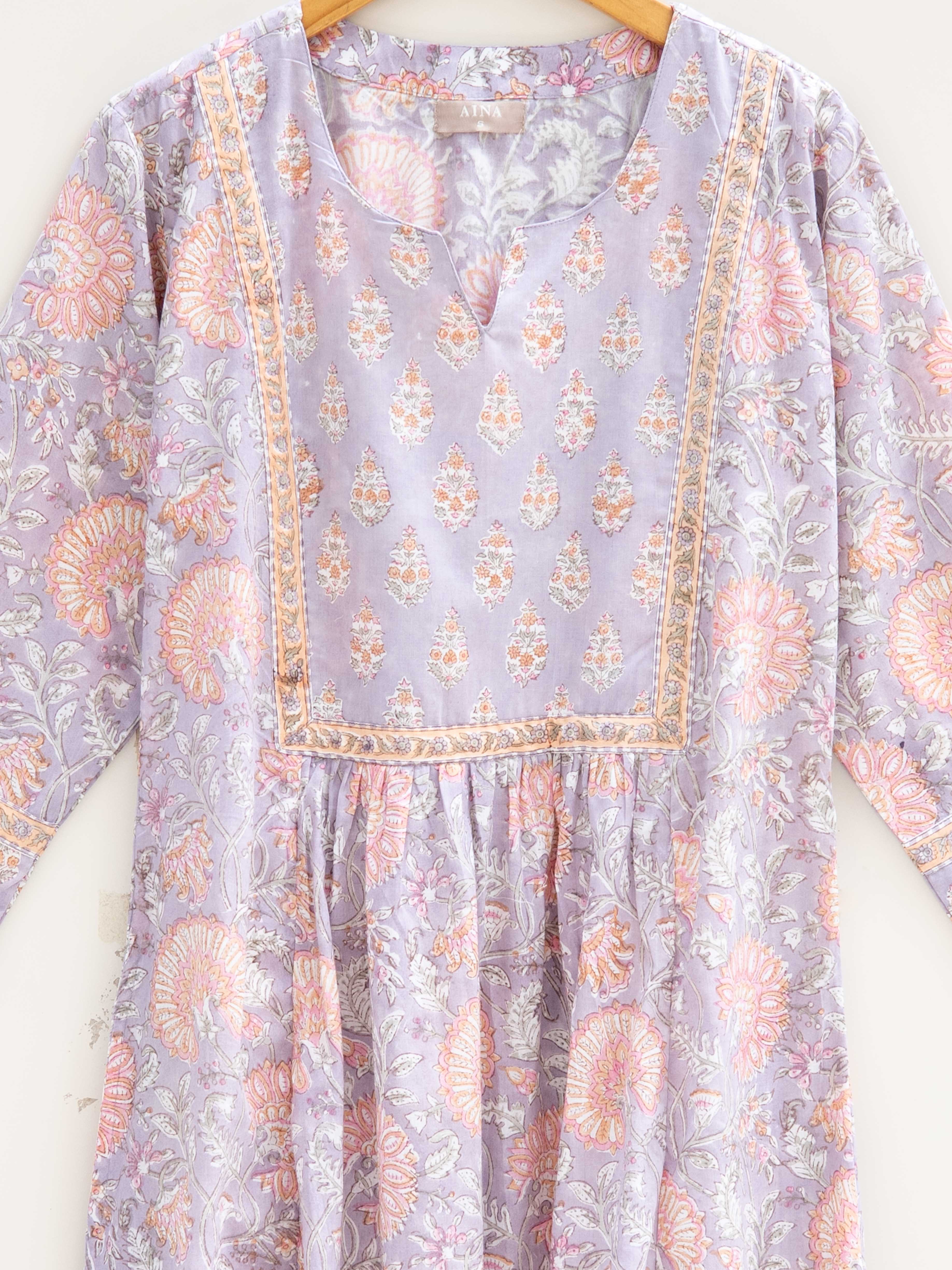 Cotton Block Printed A-Line Kurta