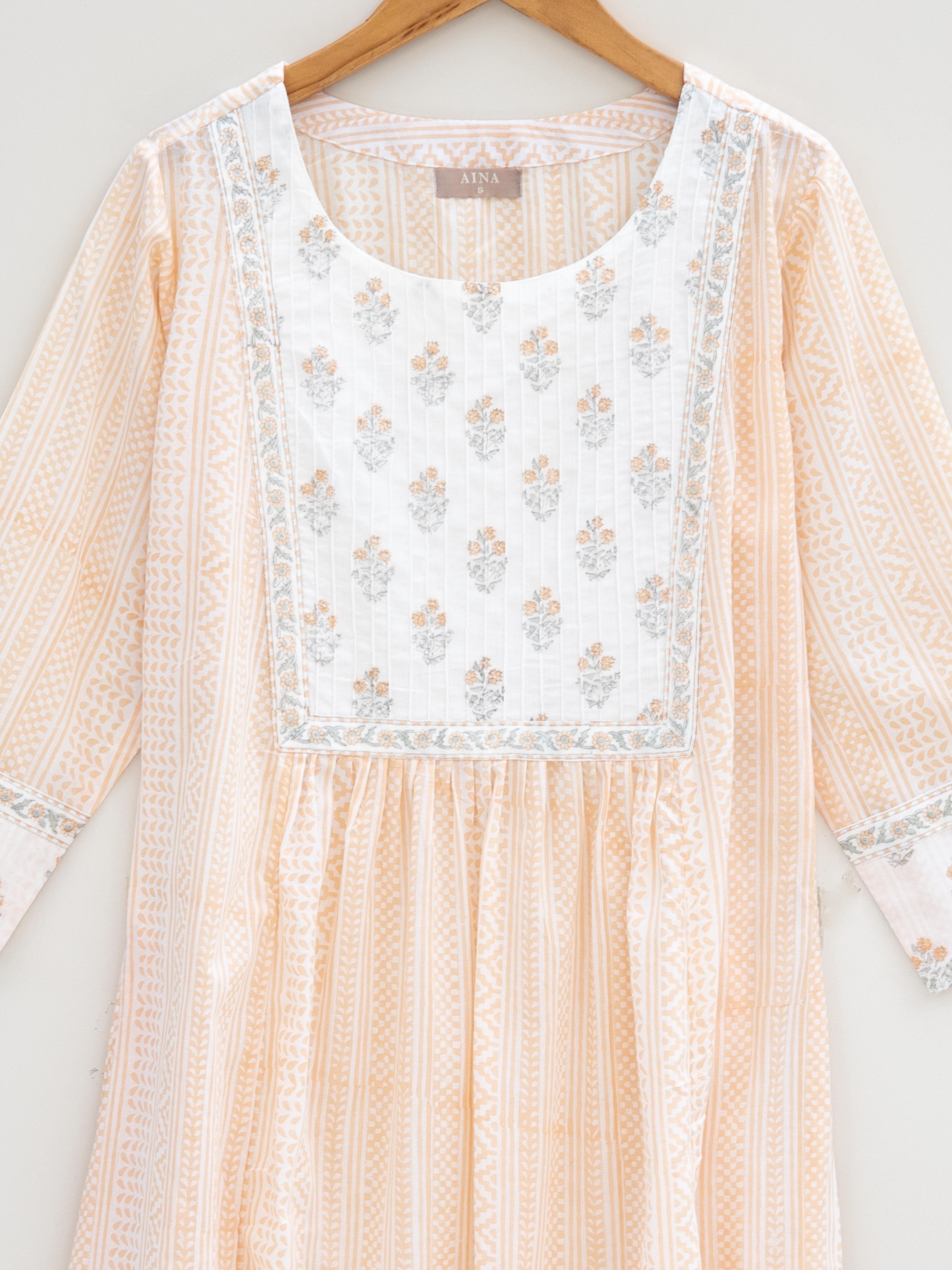 Cotton Block Printed A-Line Kurta