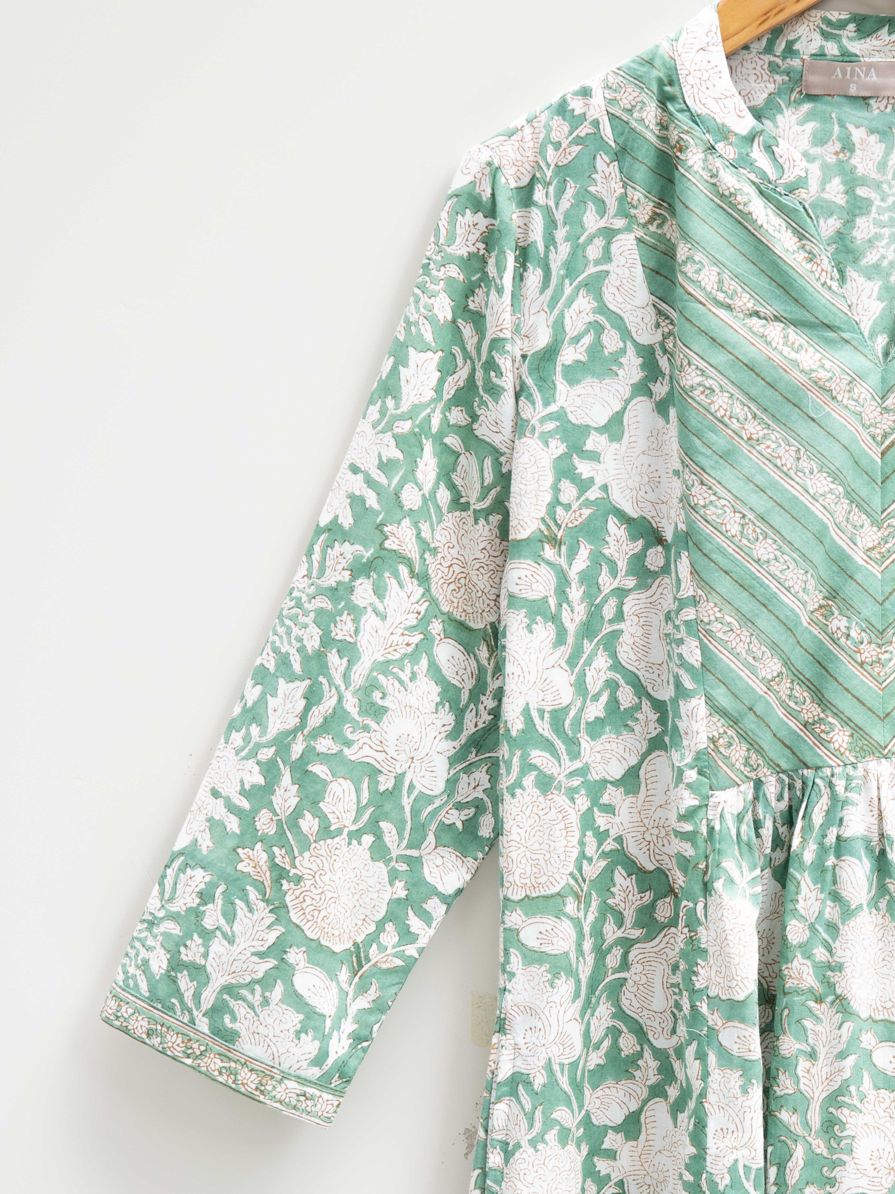 Cotton Block Printed A Line Kurta
