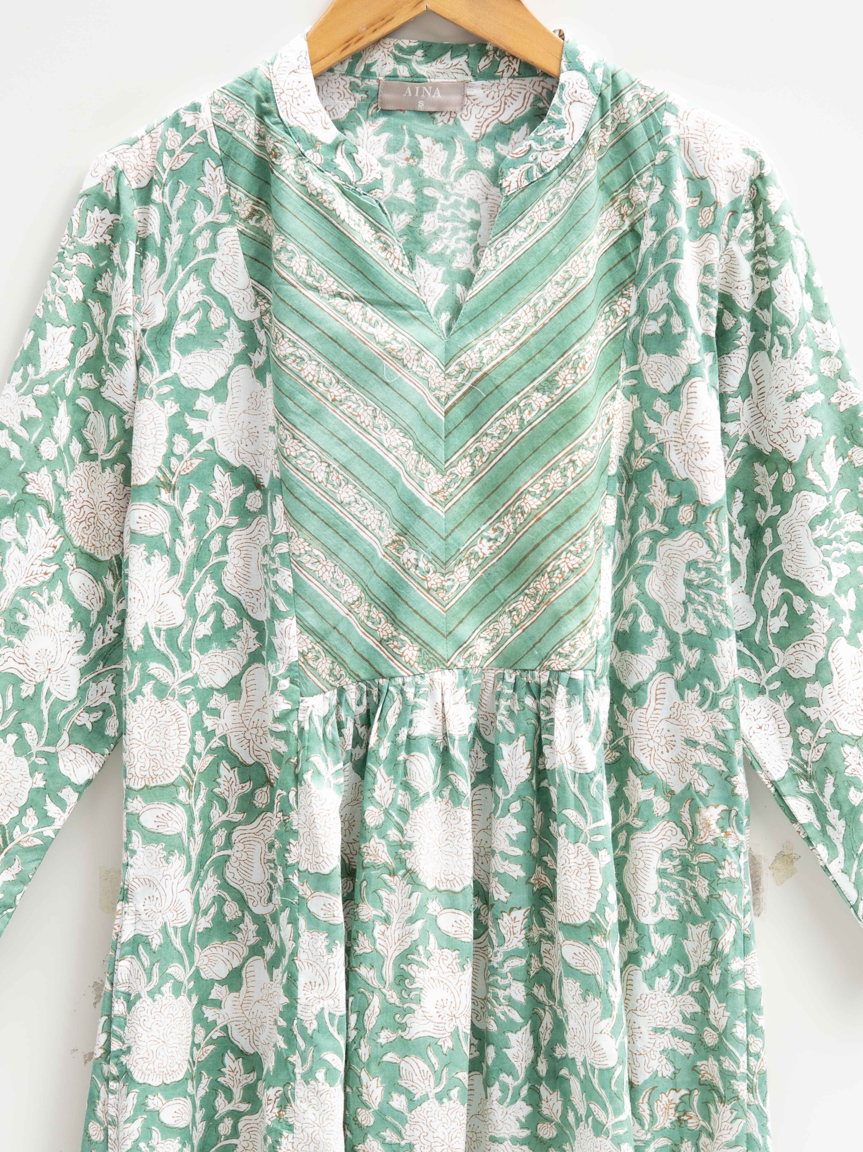 Cotton Block Printed A Line Kurta