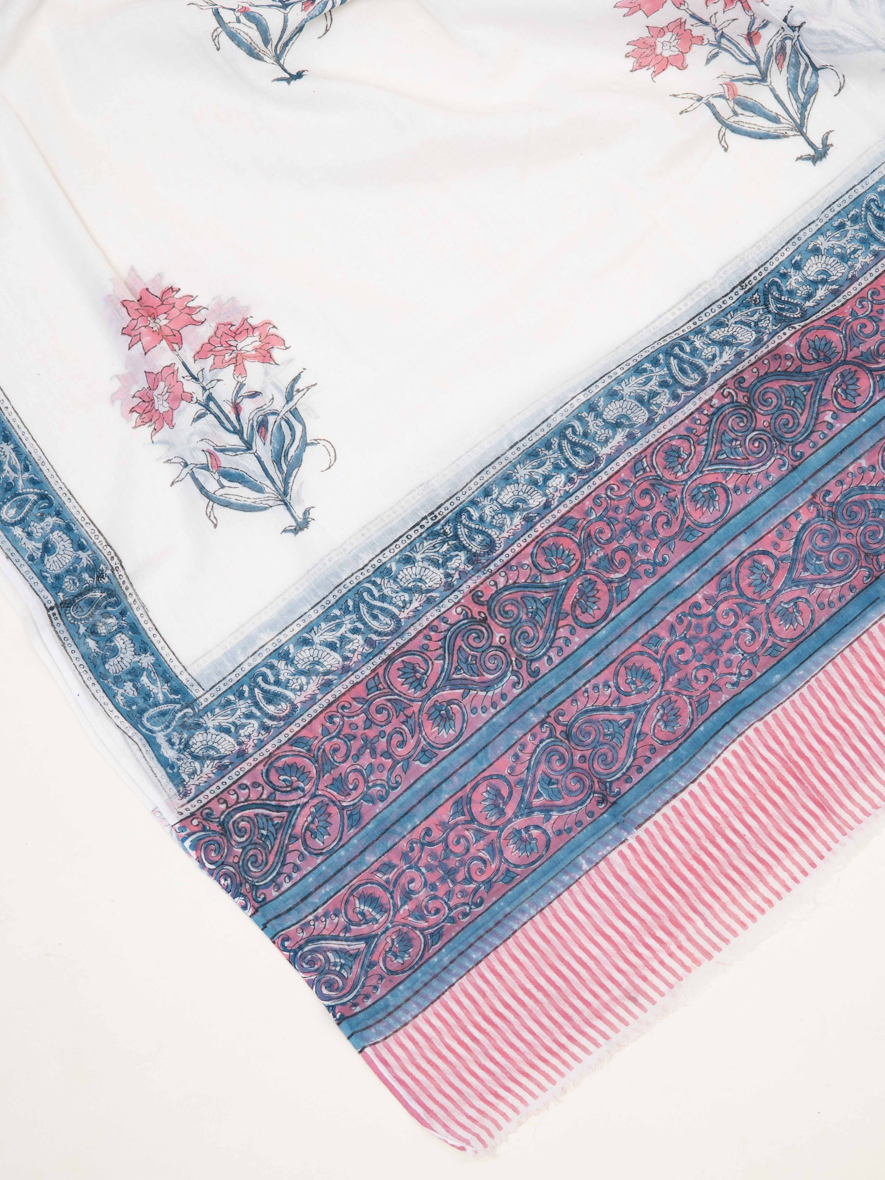 Cotton Block Printed Unstitched Suit Set - 3 Piece