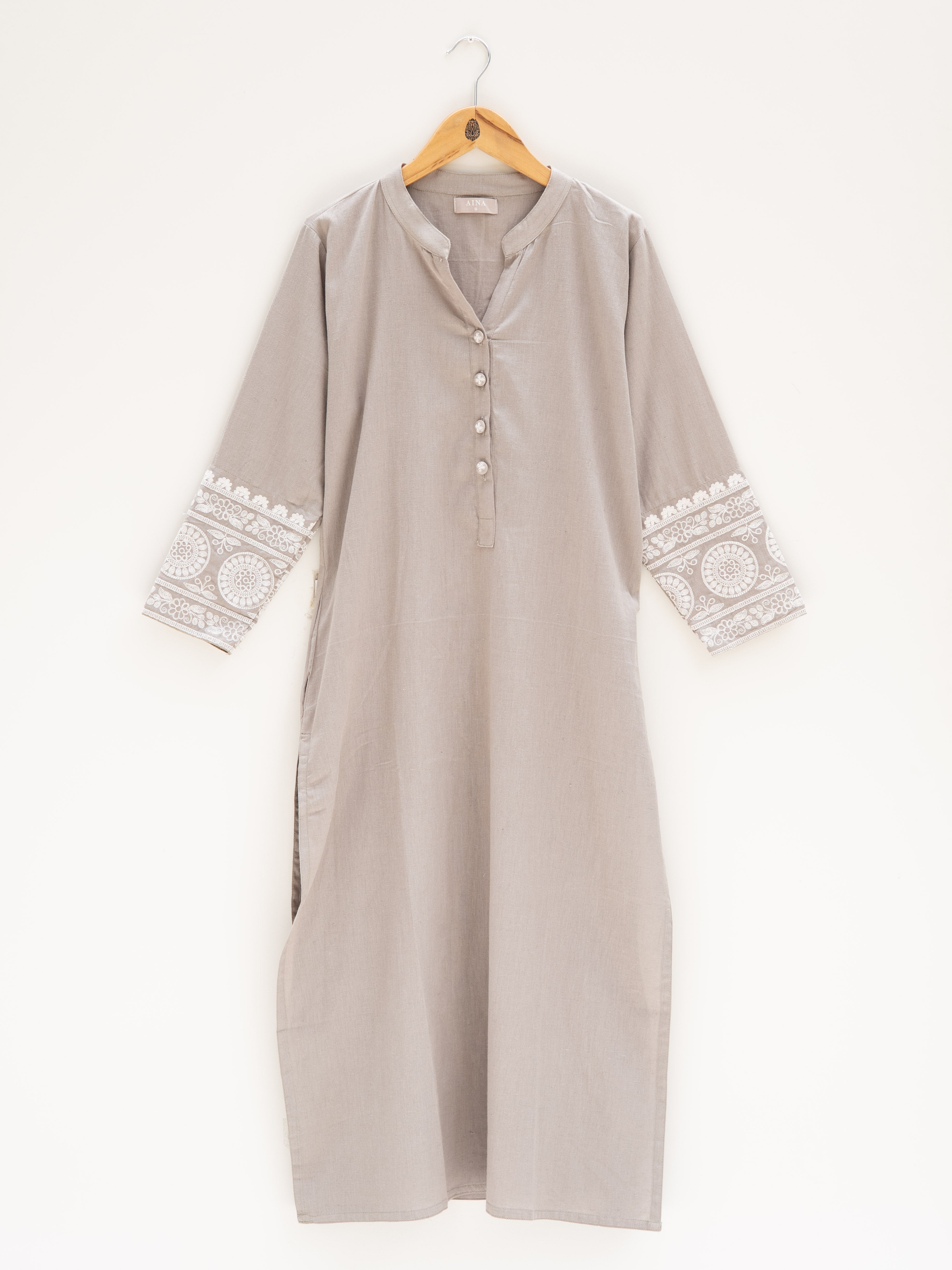 Cotton Embroidered Straight Kurta