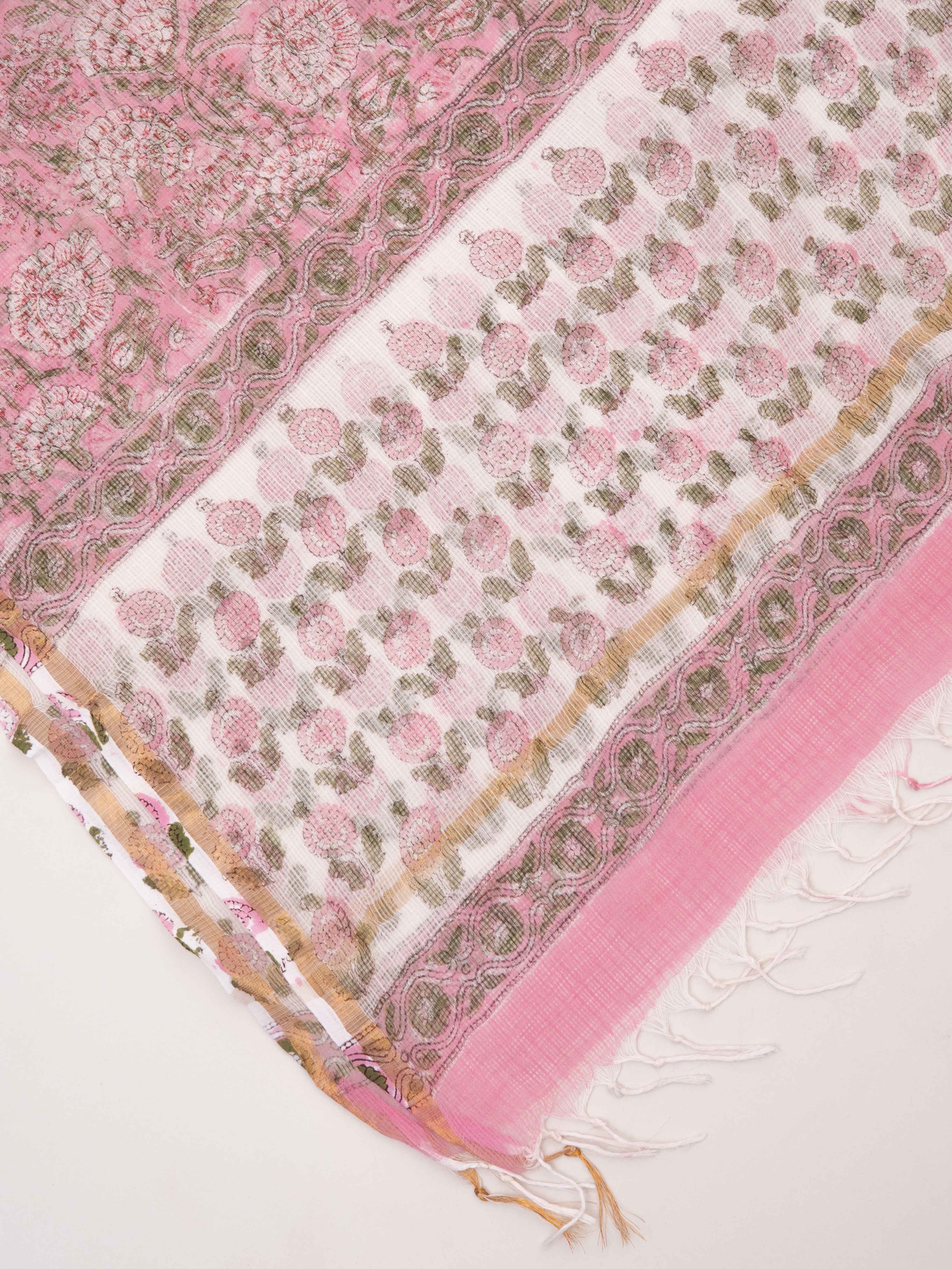 Kota doria block printed dupatta