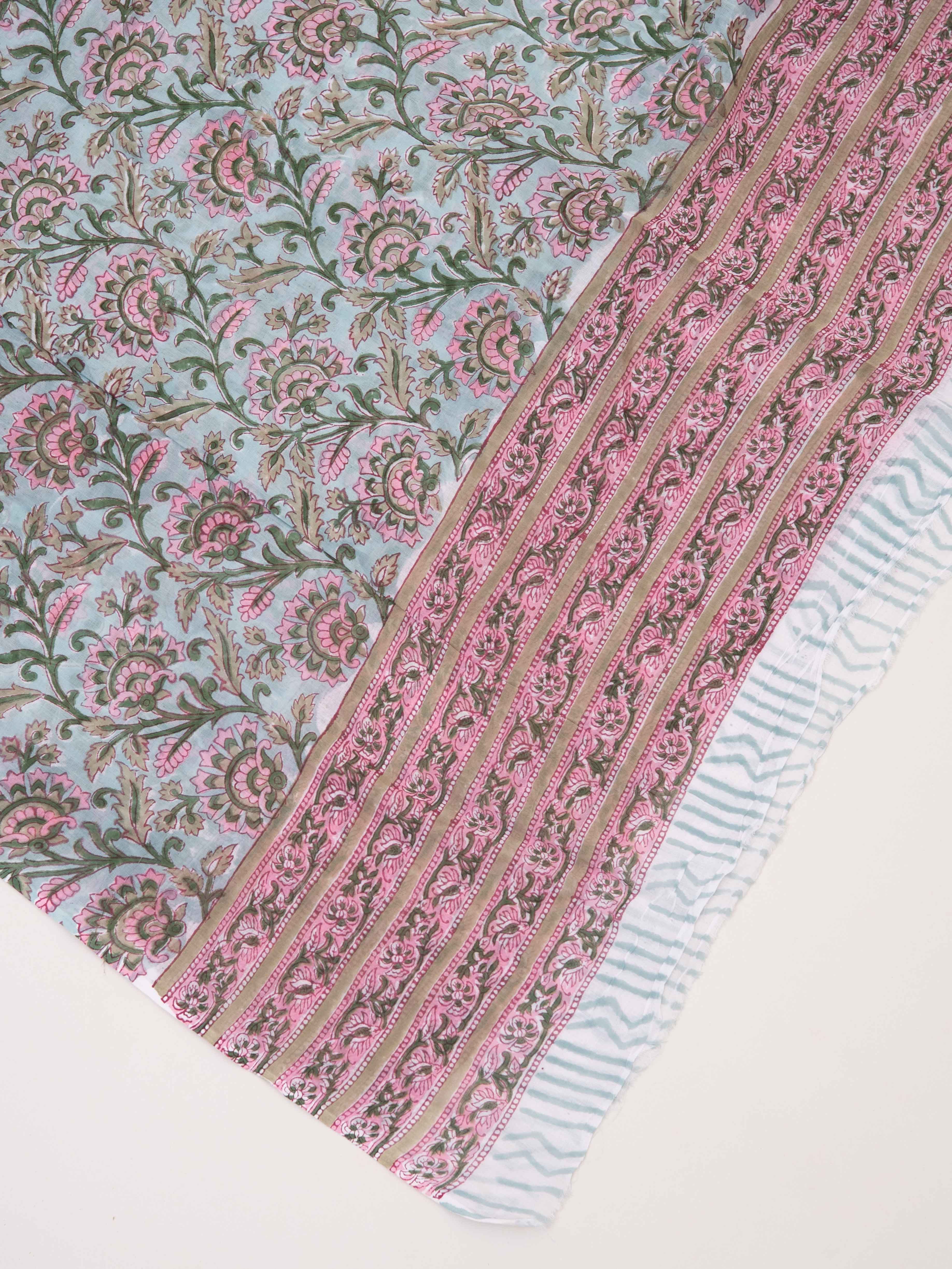 Cotton mulmul block printed dupatta