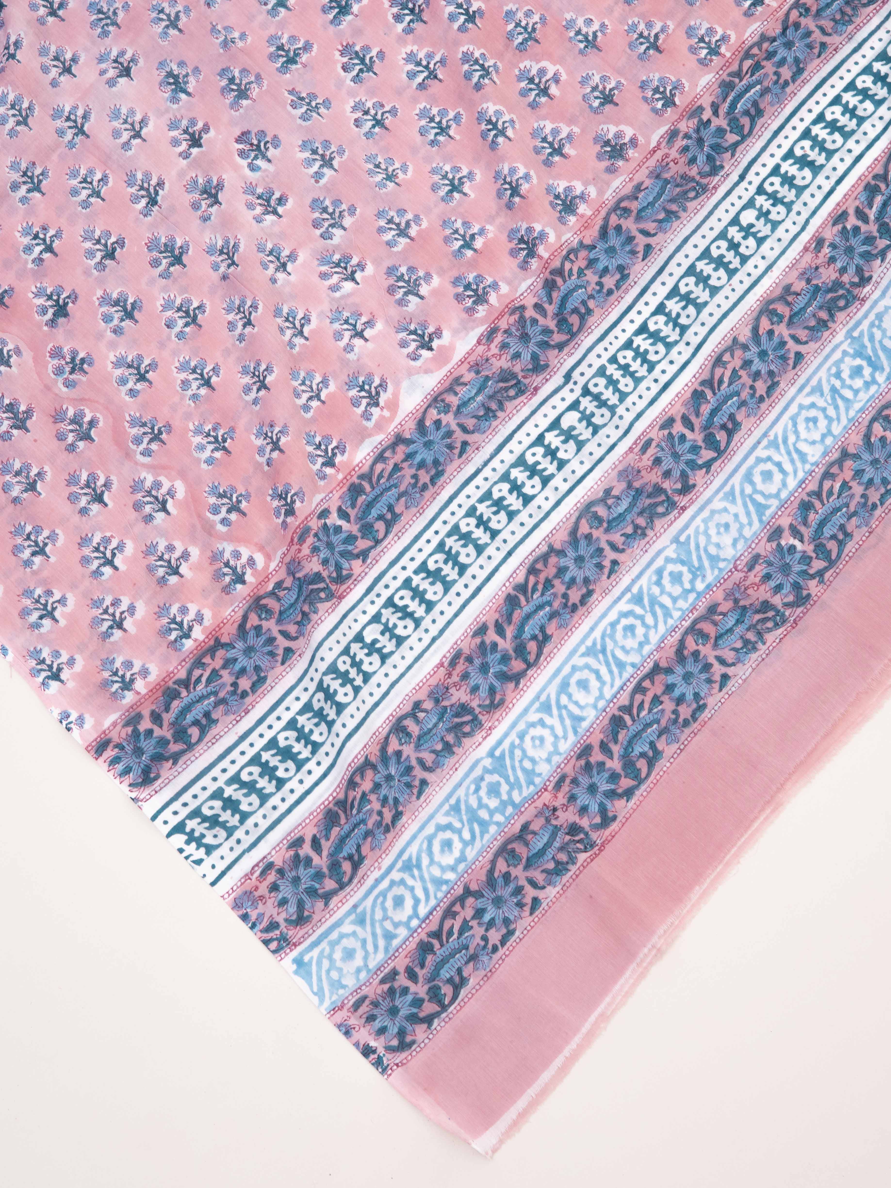Cotton mulmul block printed dupatta