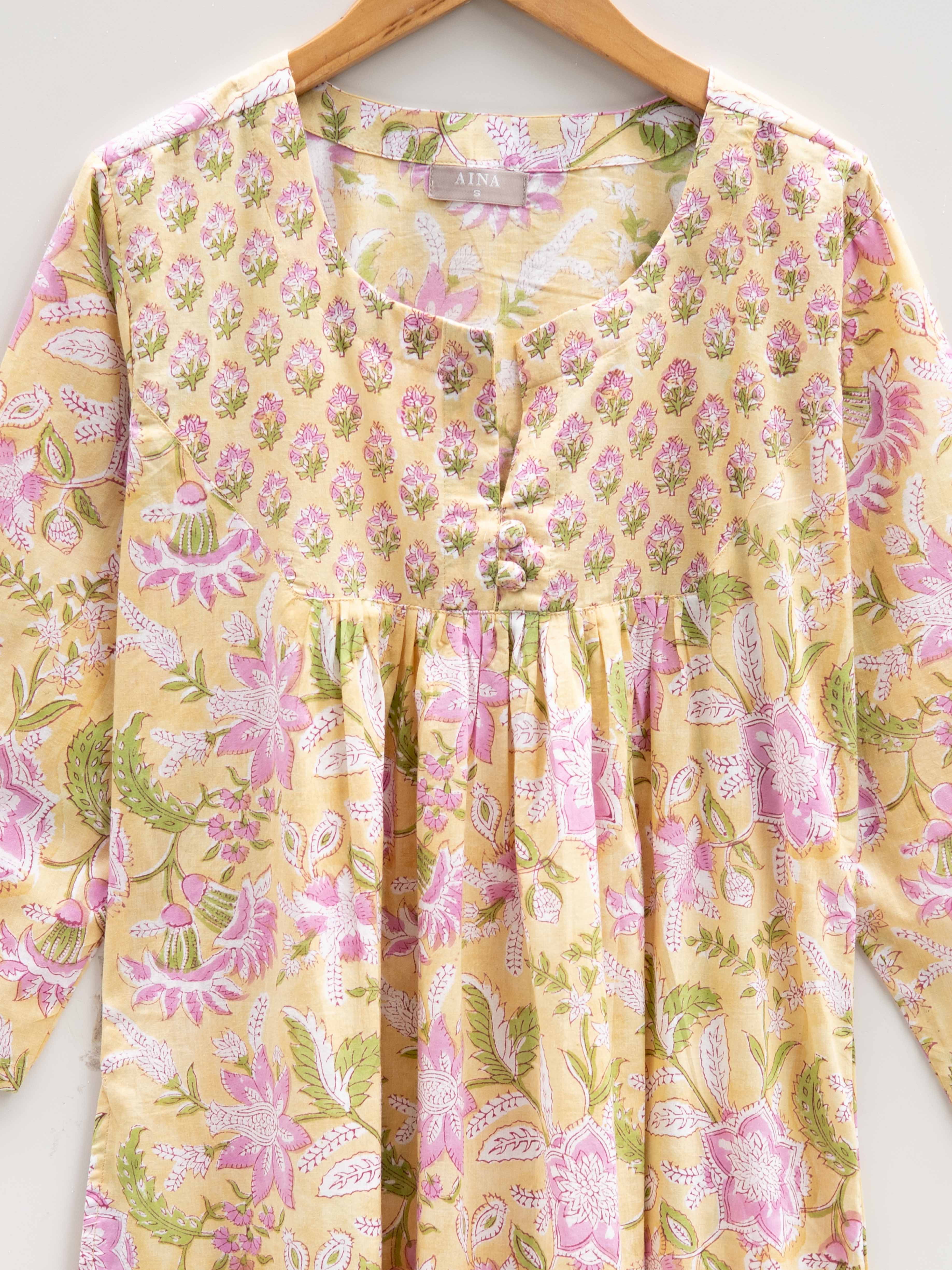 Cotton Block Printed A Line Kurta