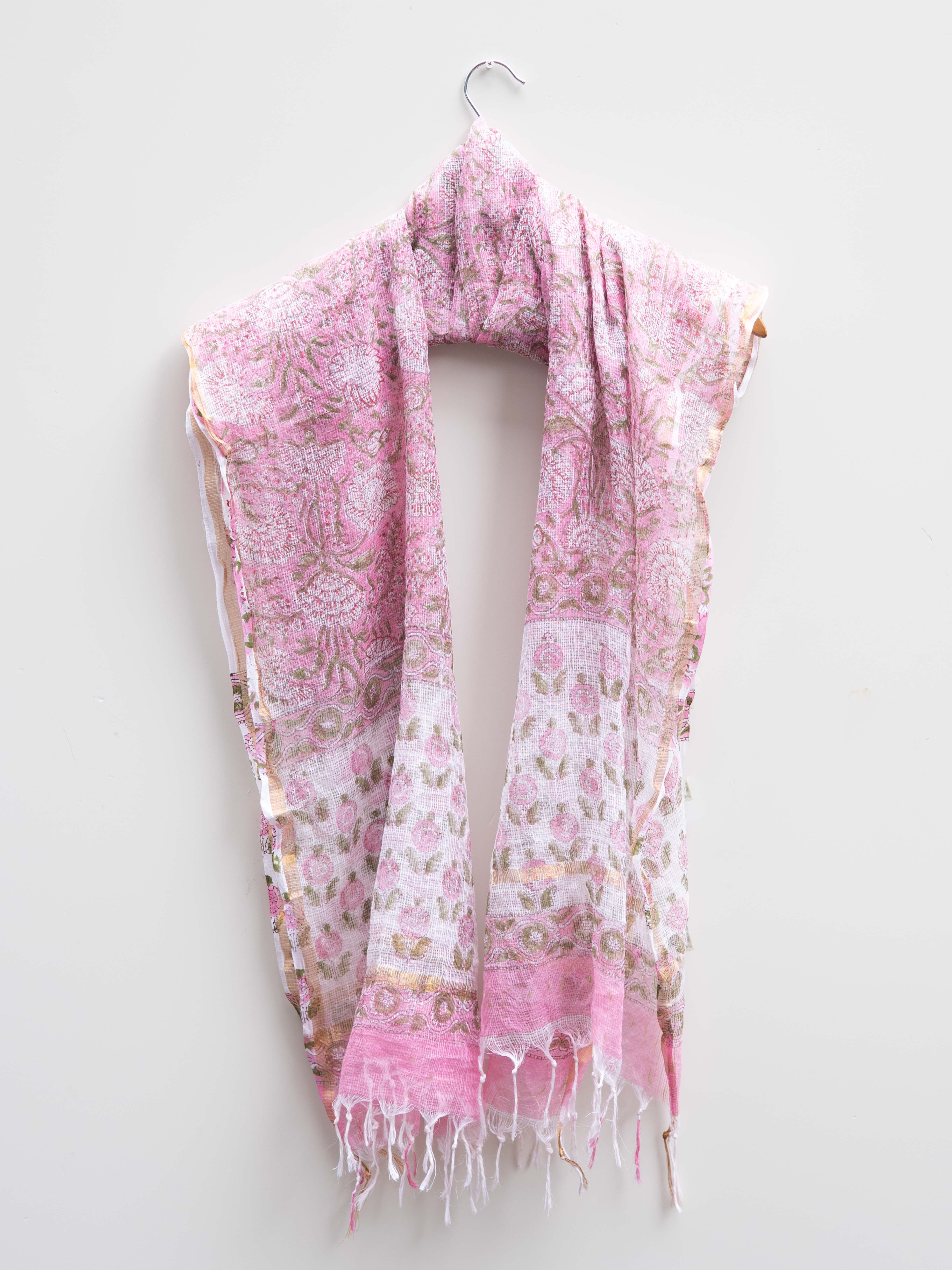 Kota doria block printed dupatta
