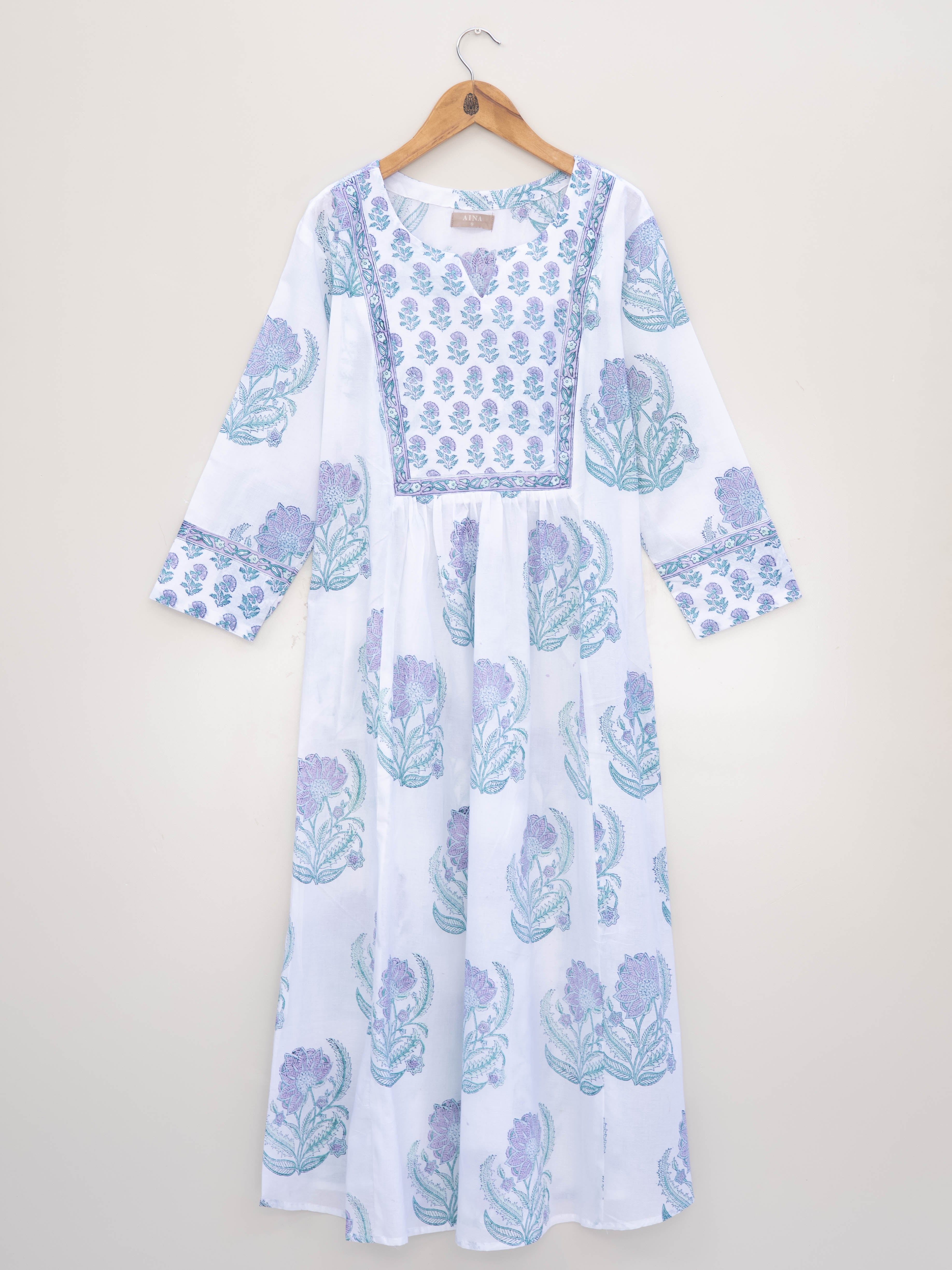 Cotton Block Printed A Line Kurta