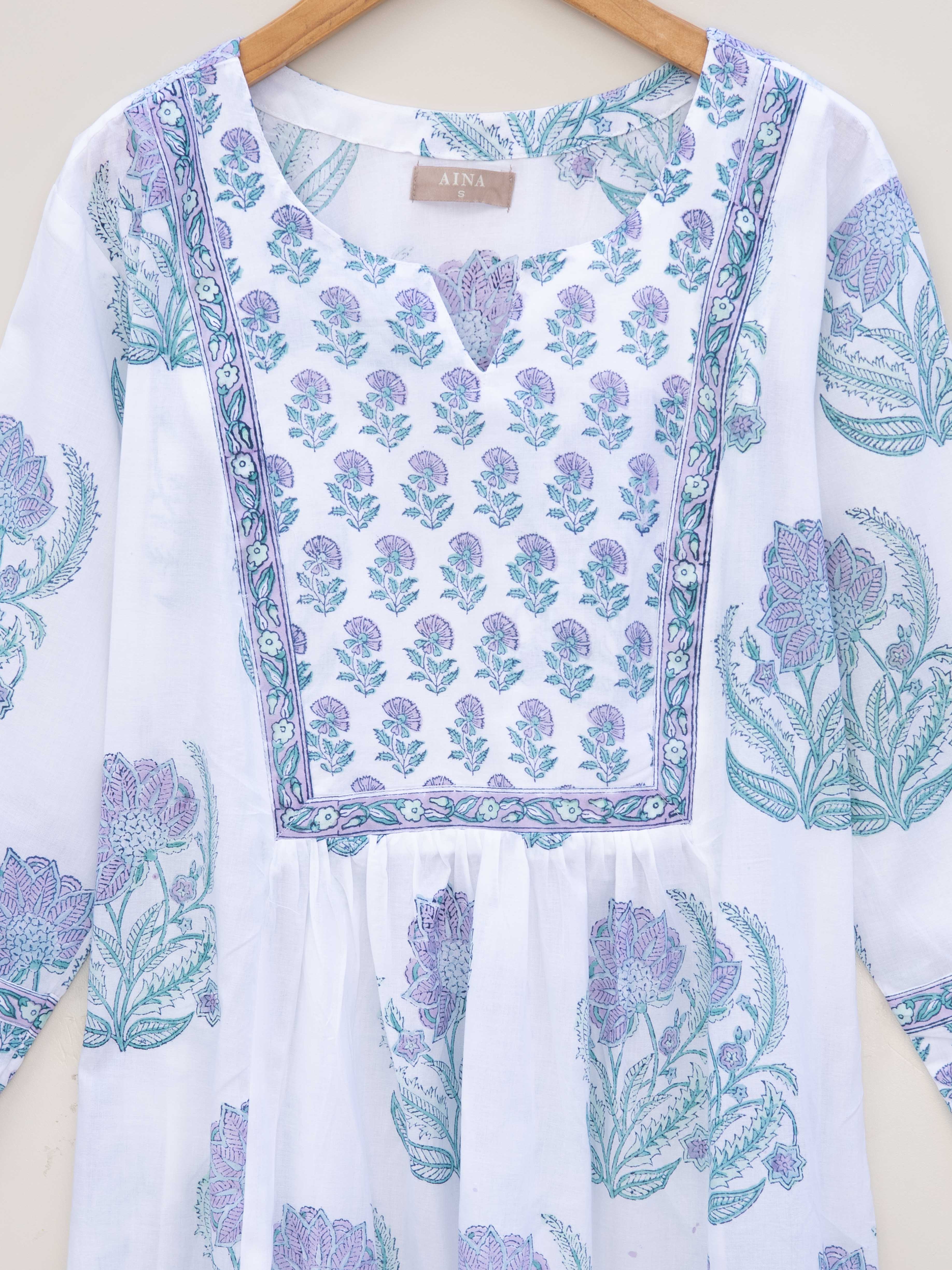 Cotton Block Printed A Line Kurta