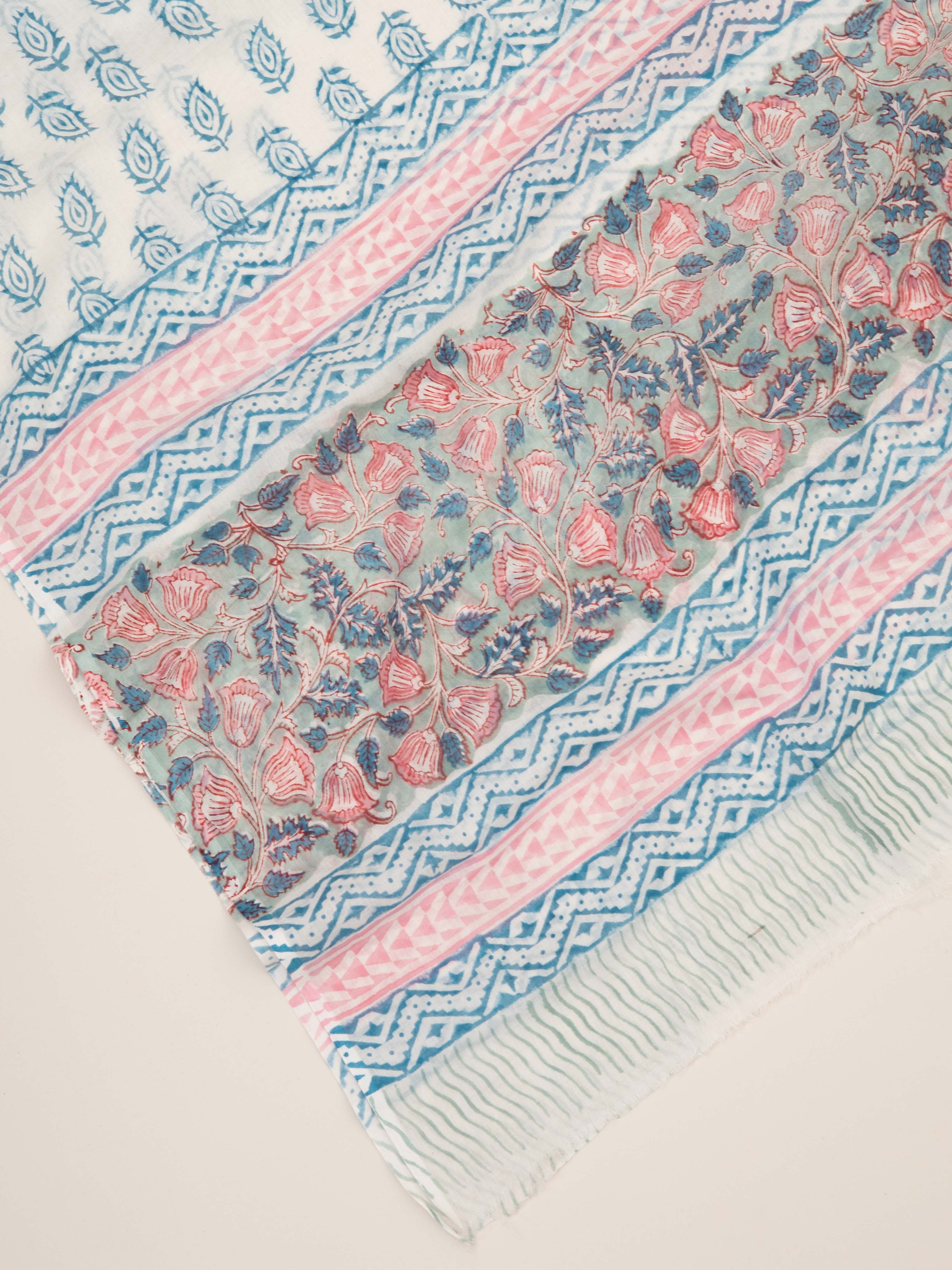 Cotton Block Printed Unstitched Suit Set - 3 Piece