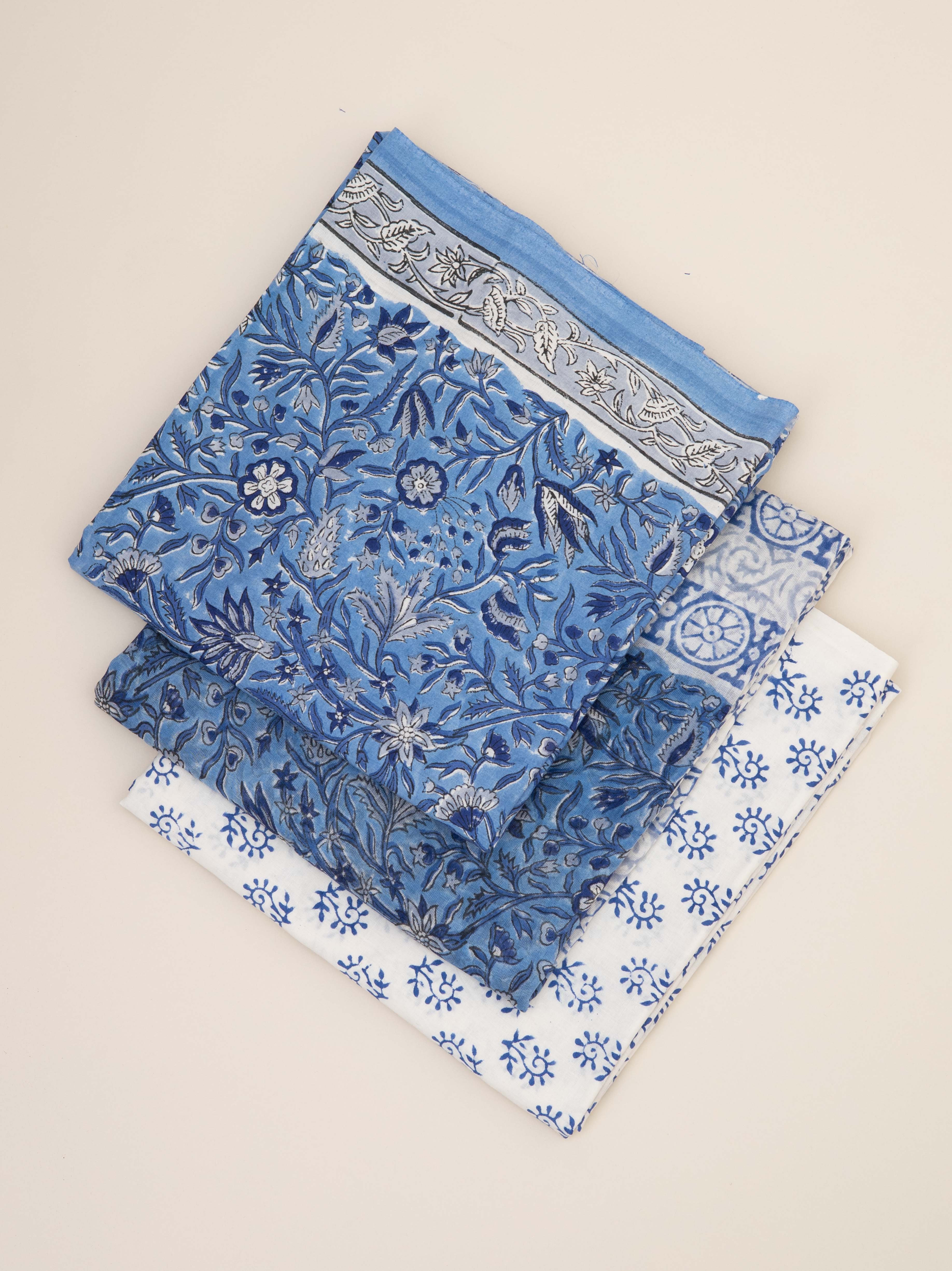 Cotton Block Printed Unstitched Suit Set - 3 Piece