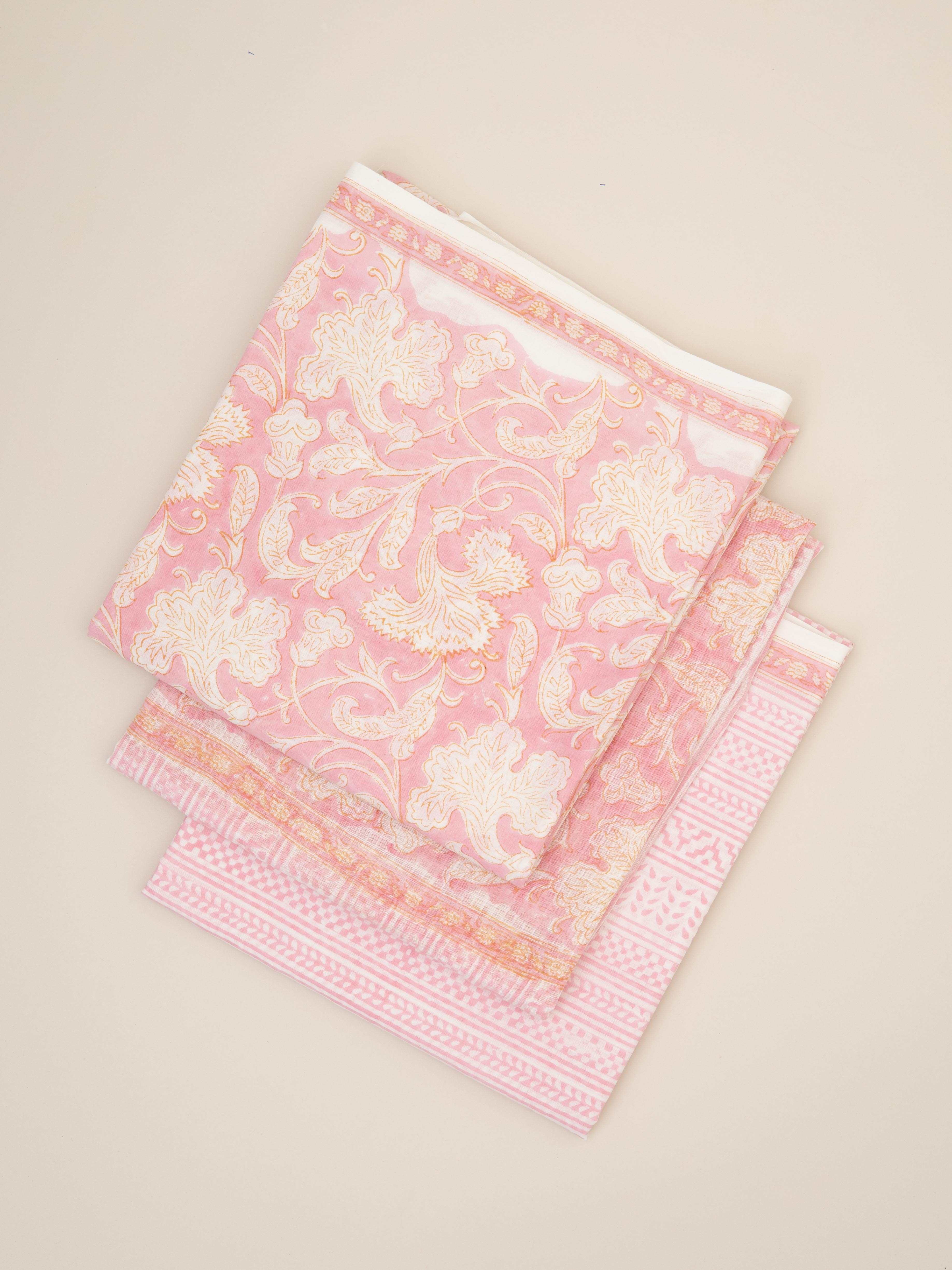Cotton Block Printed Unstitched Suit Set - 3 Piece