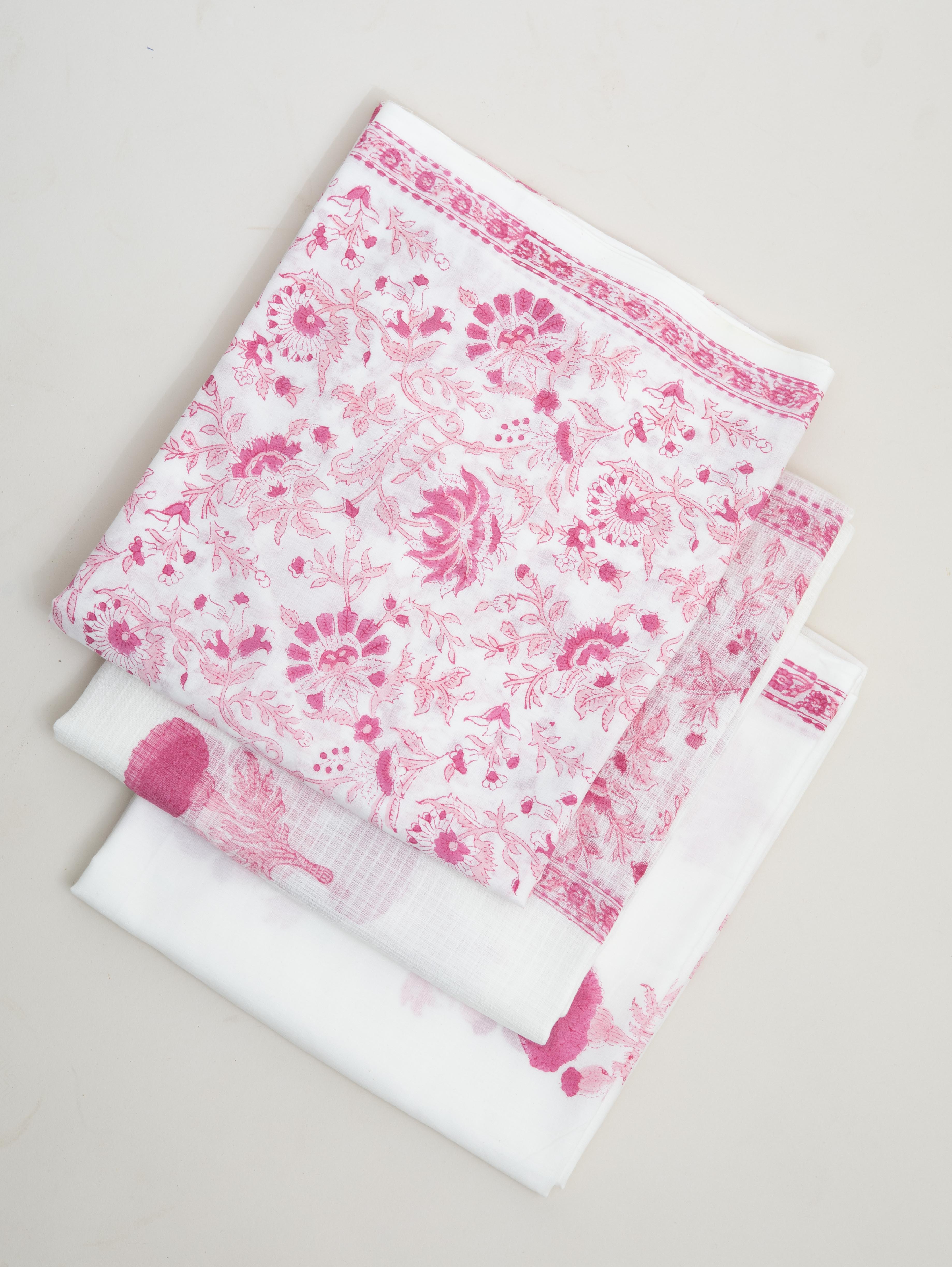 Cotton Block Printed Unstitched Suit Set - 3 Piece