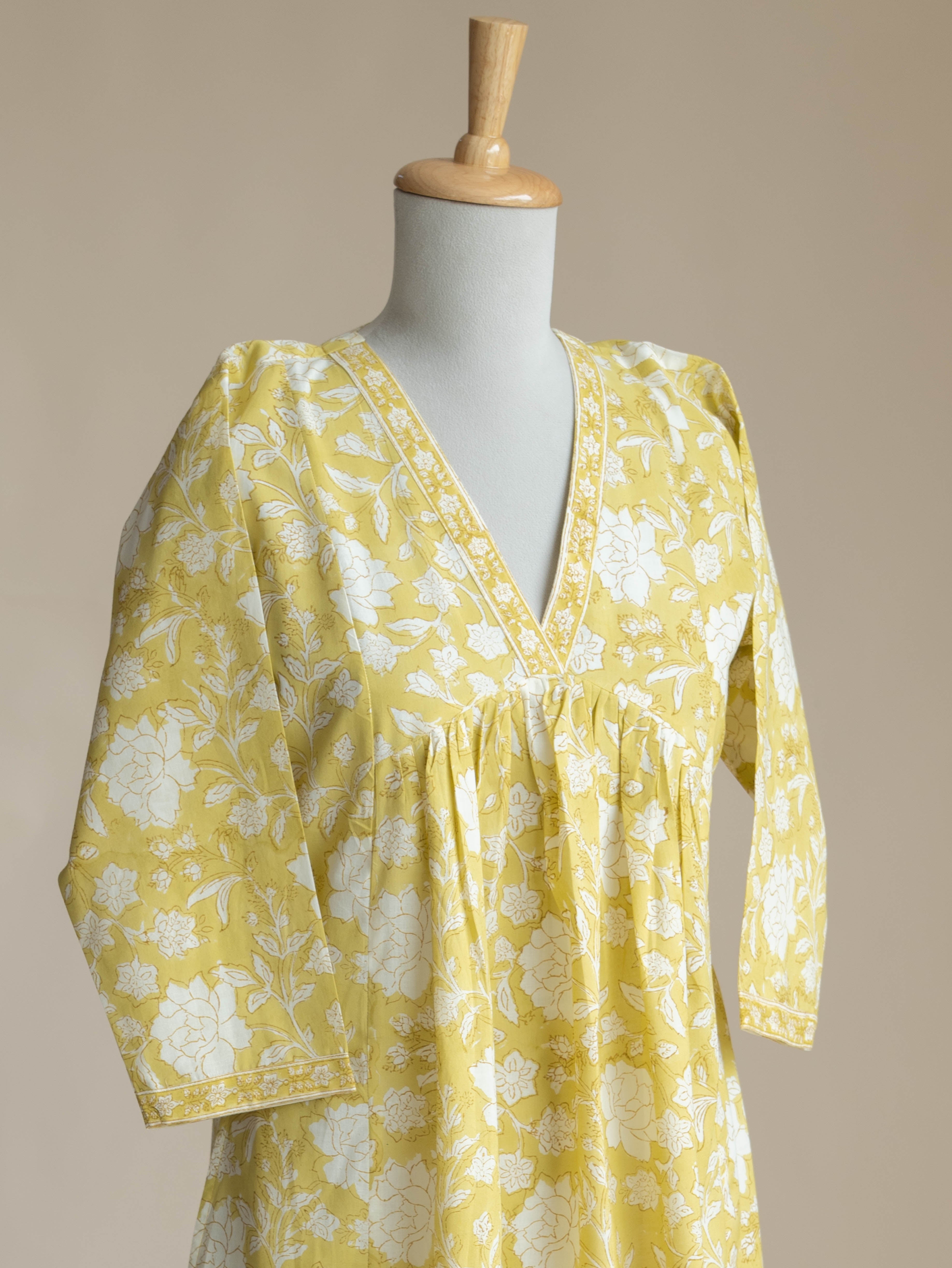 Melani Cotton Block Printed A-Line Suit Set
