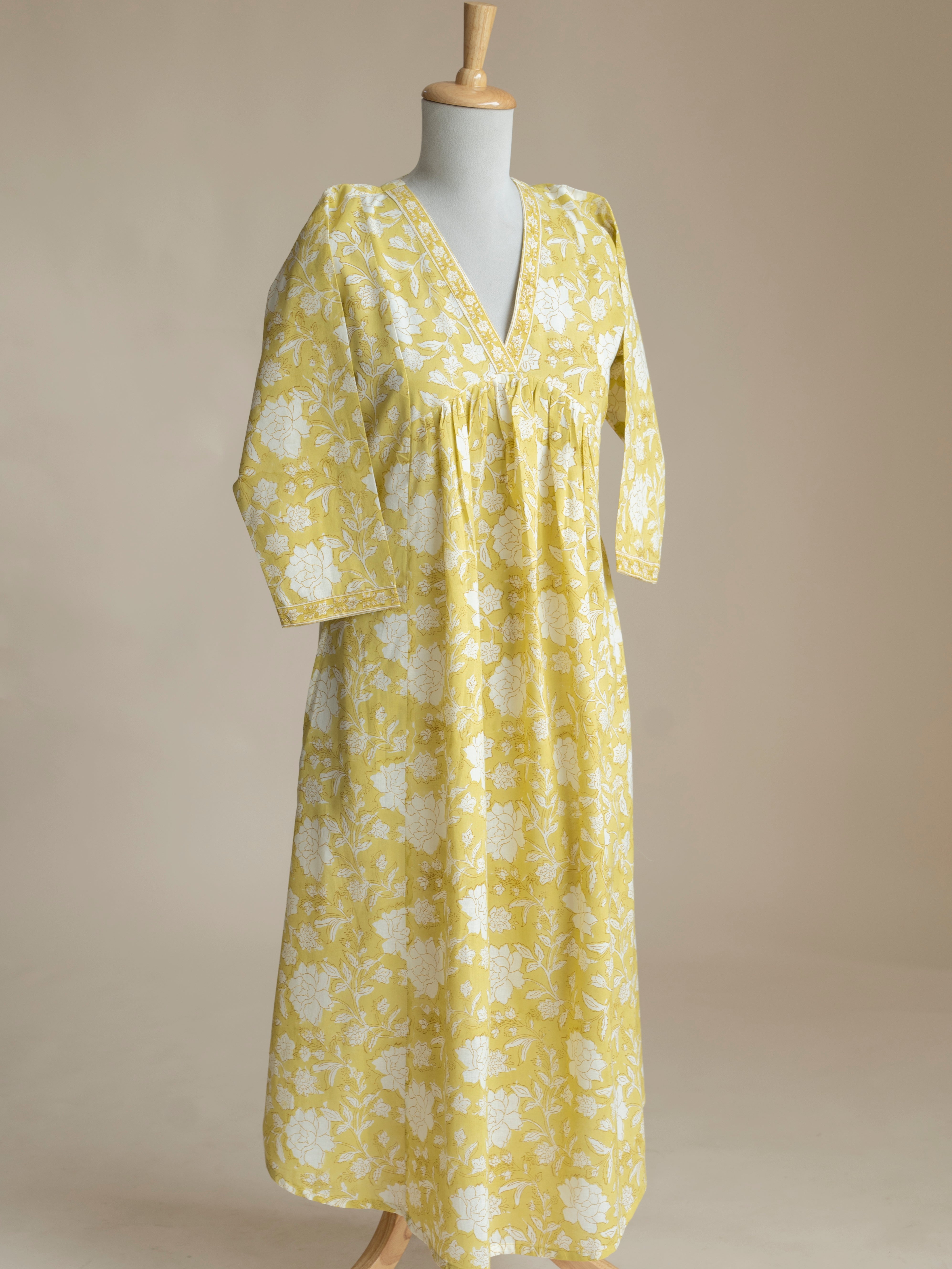 Melani Cotton Block Printed A-Line Suit Set