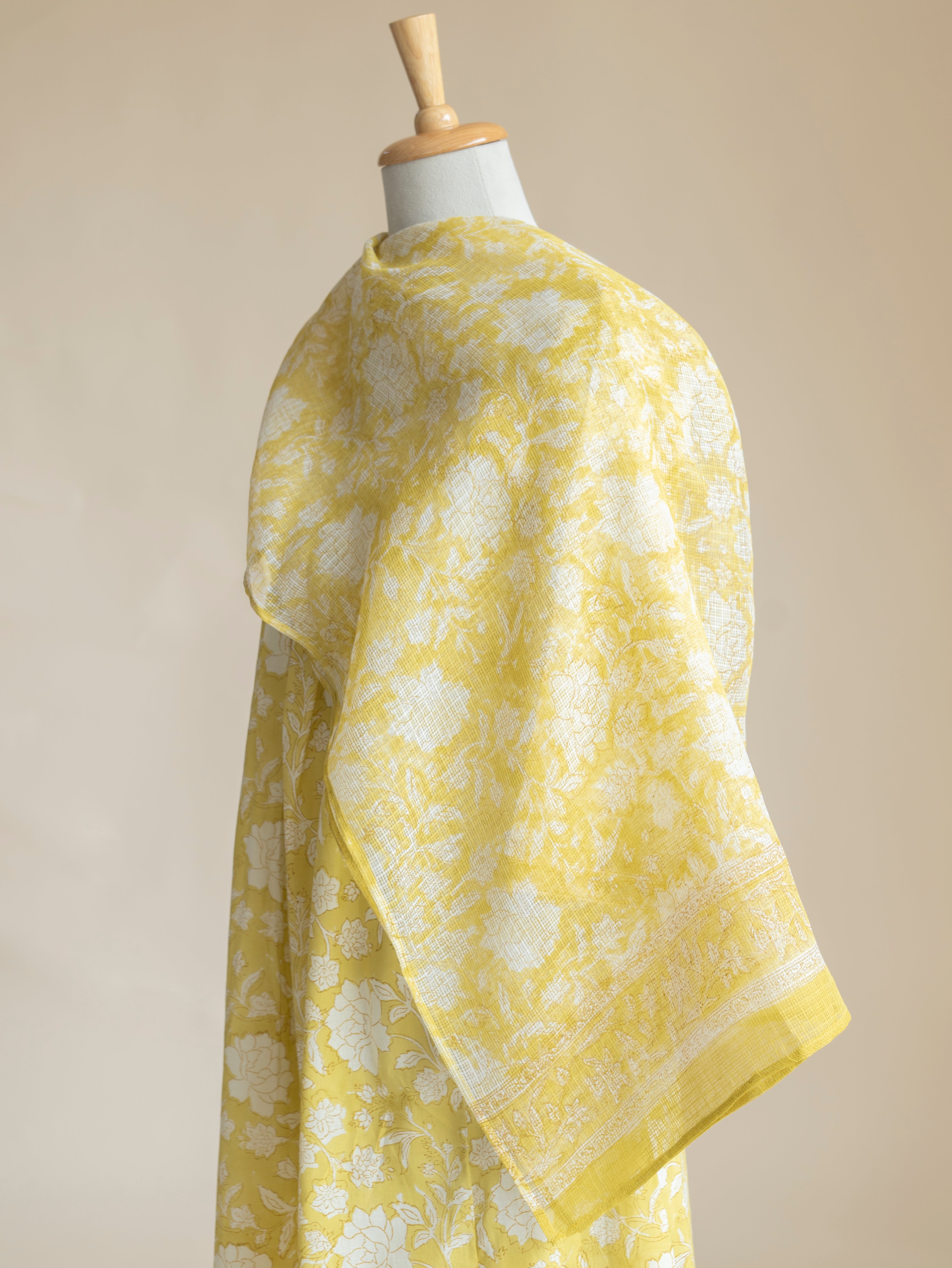 Melani Cotton Block Printed A-Line Suit Set