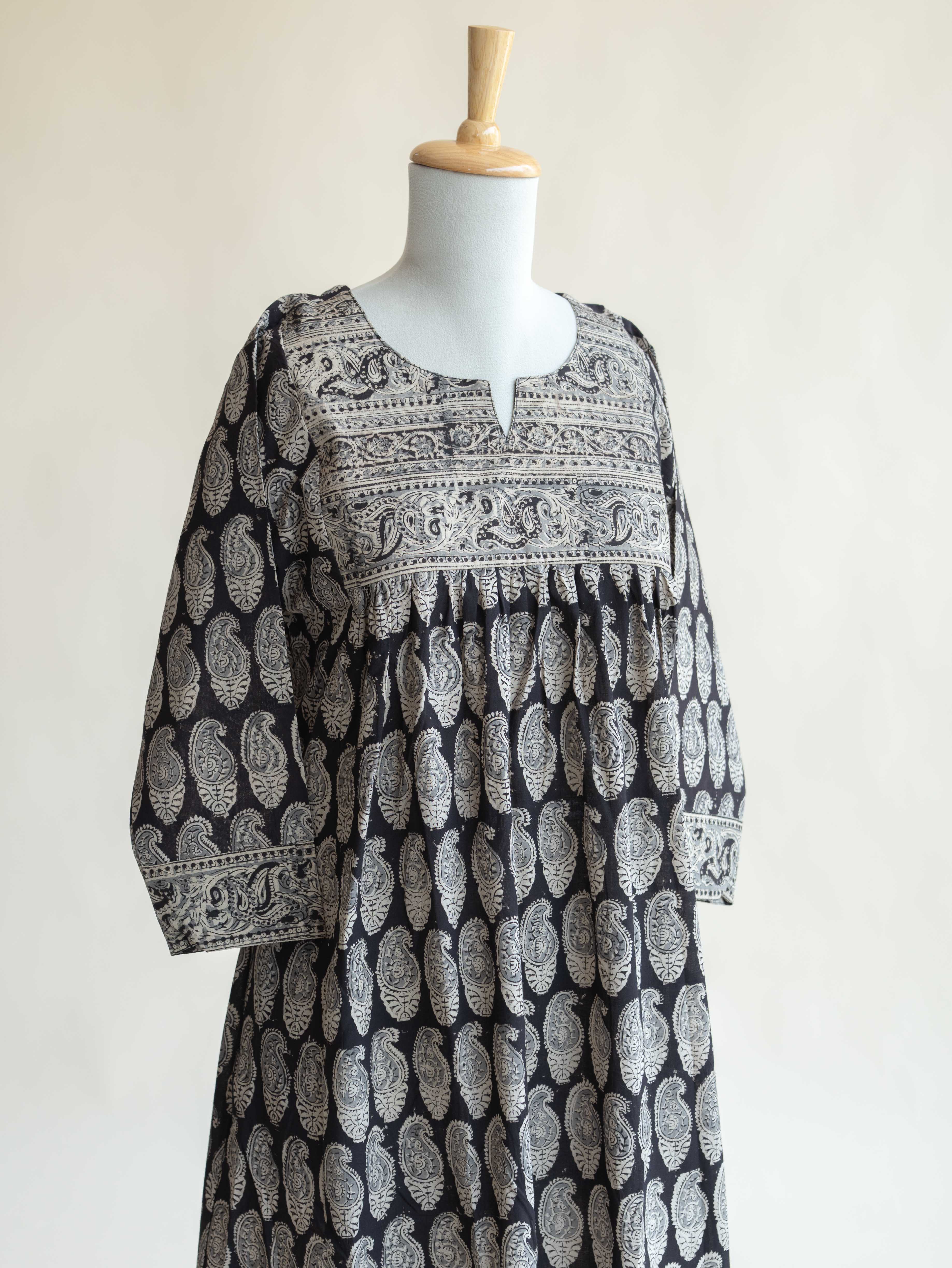 Veda Cotton Kalamkari Block Printed A-Line Kurta