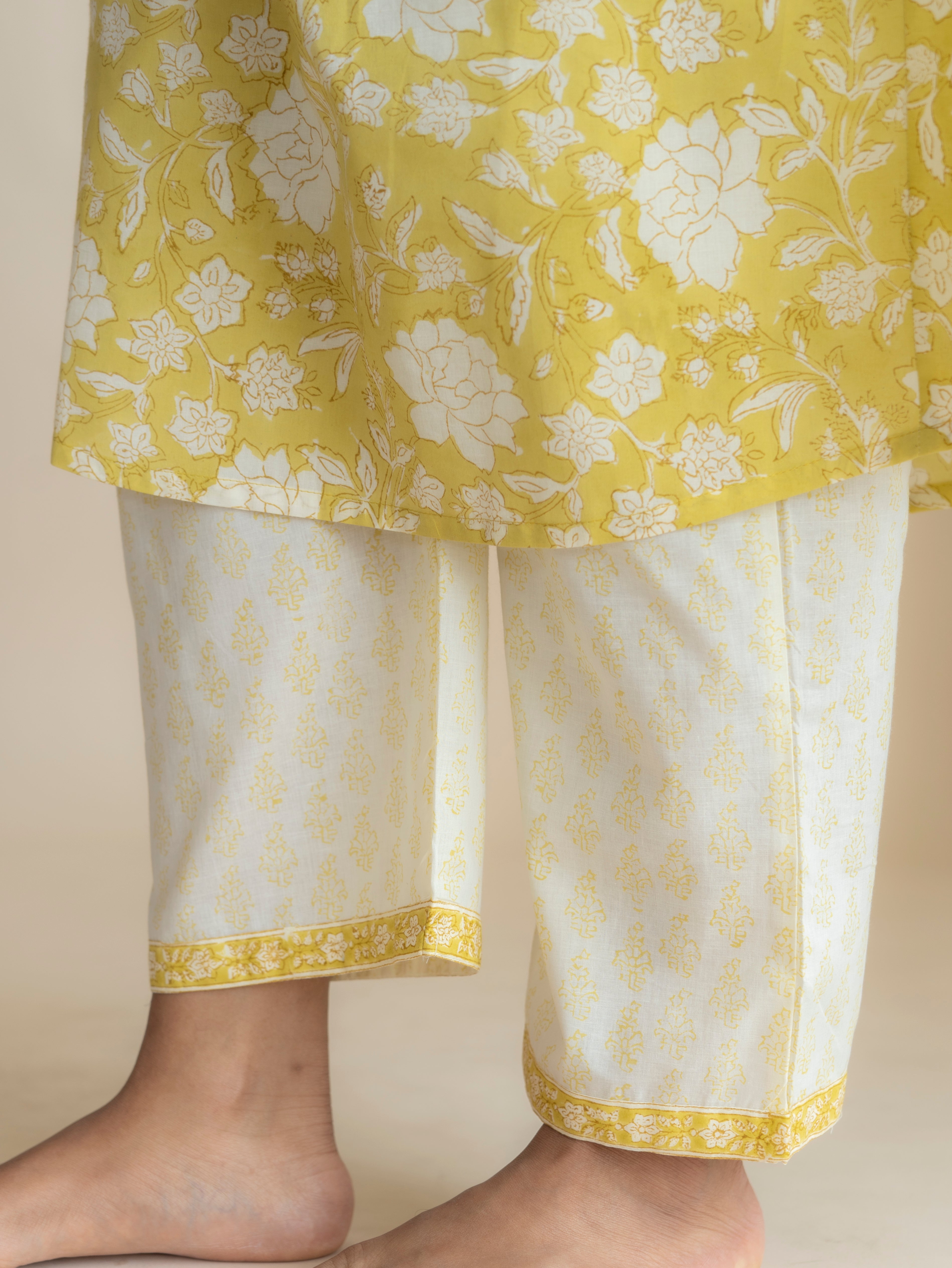 Melani Cotton Block Printed A-Line Suit Set