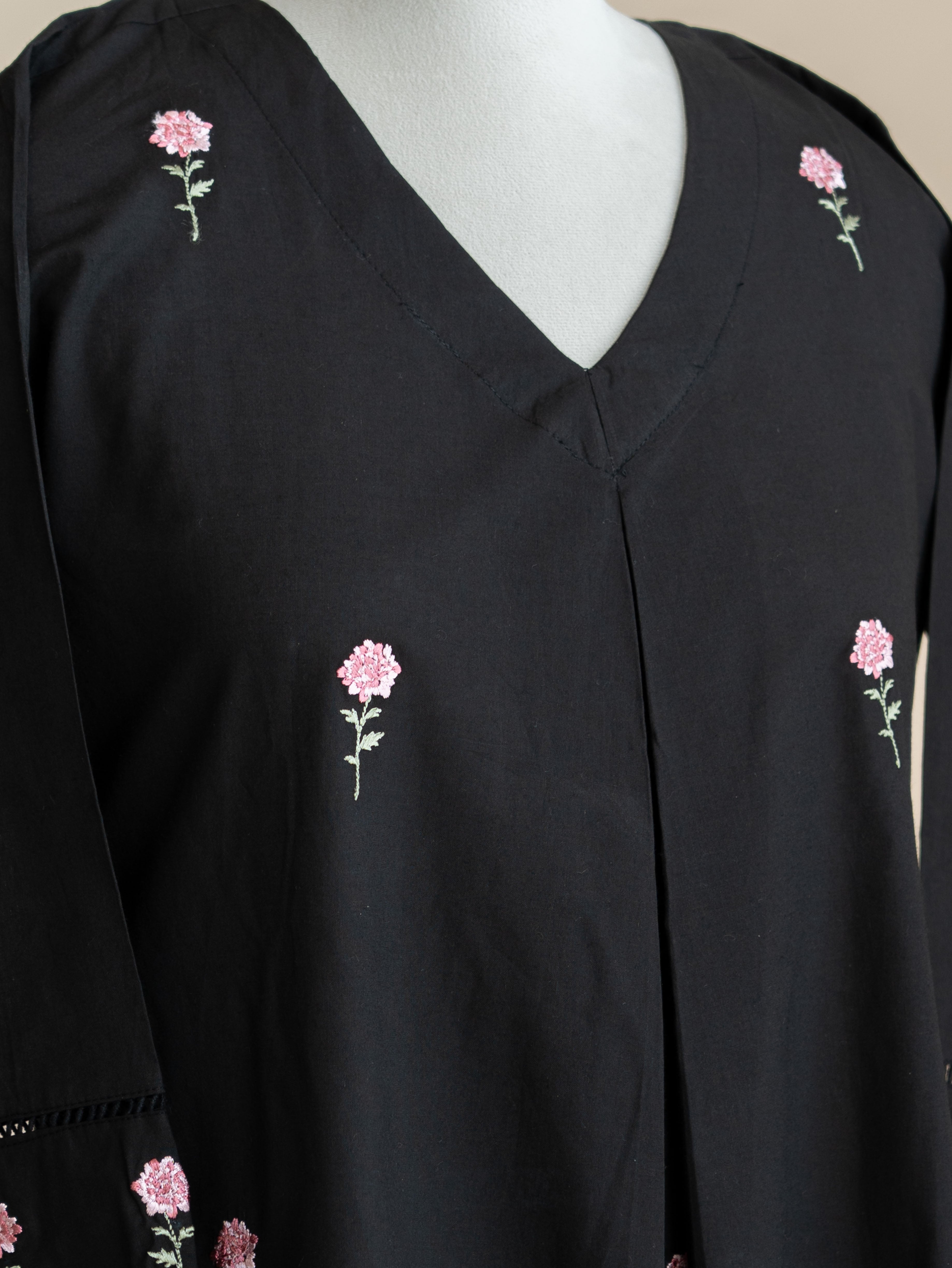 Leya Cotton Embroidered A-Line Kurta