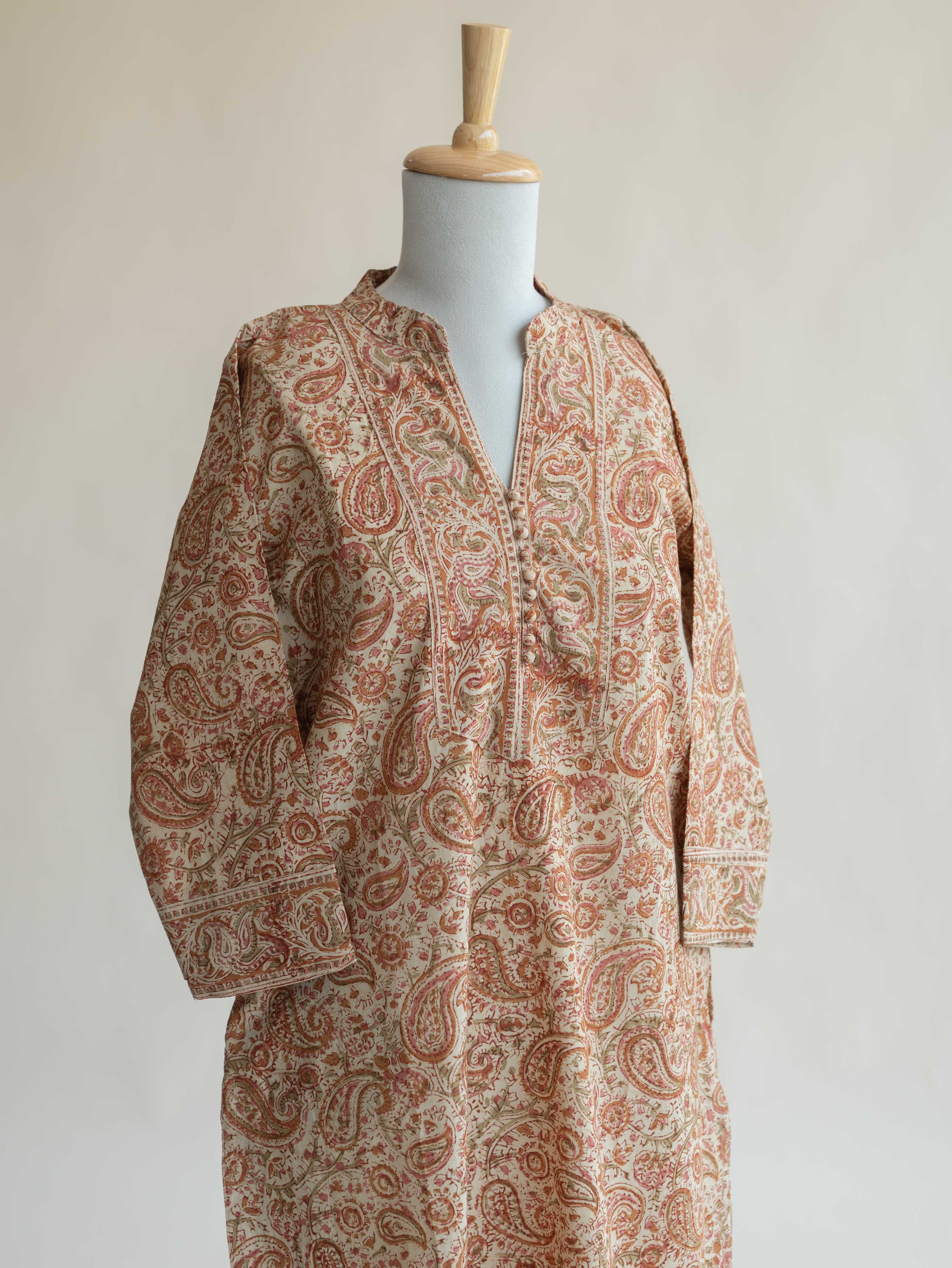 Sriya Cotton Kalamkari Block Printed Straight Kurta