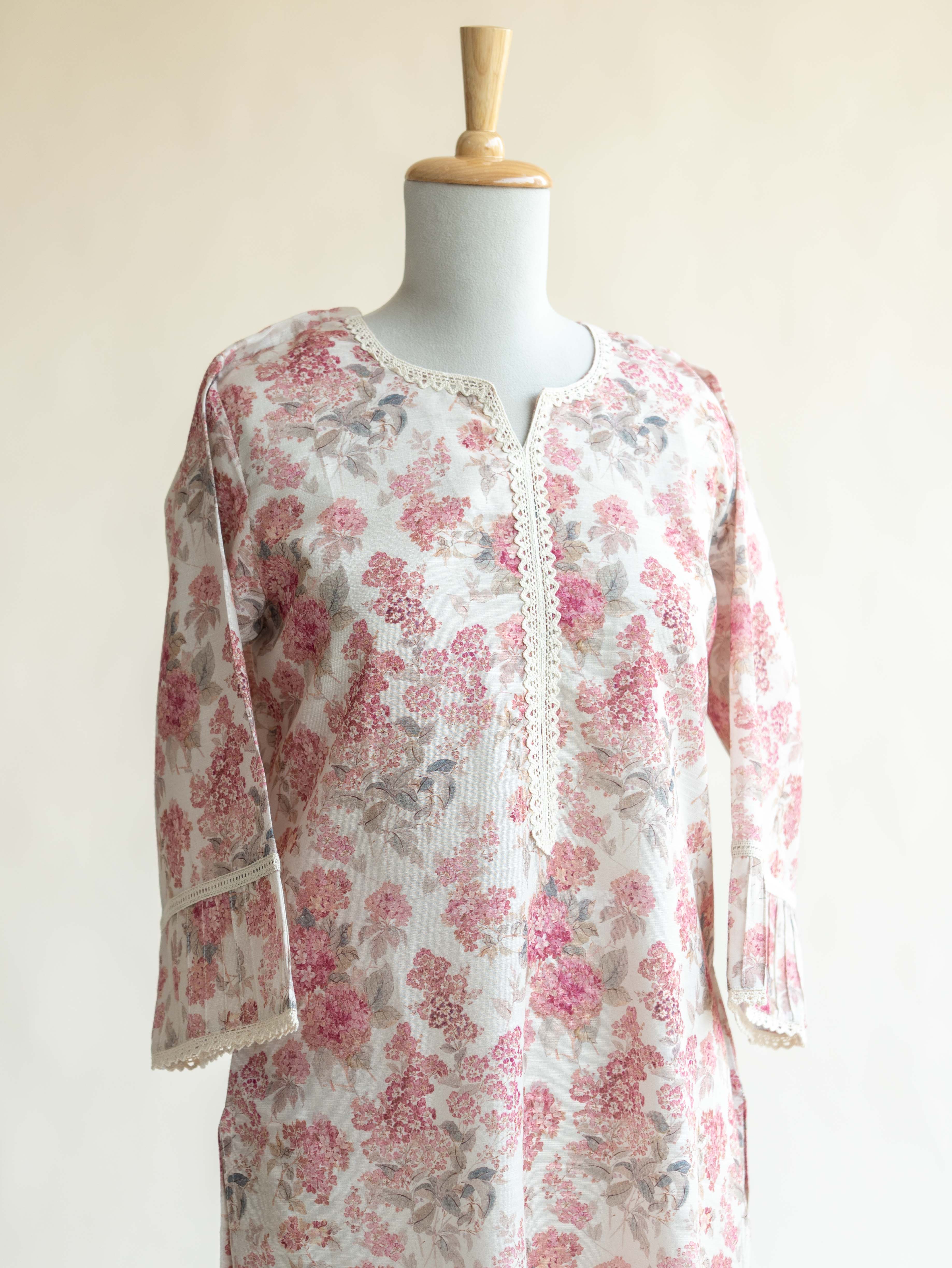 Safiya Cotton Linen Digital Print Straight Kurta