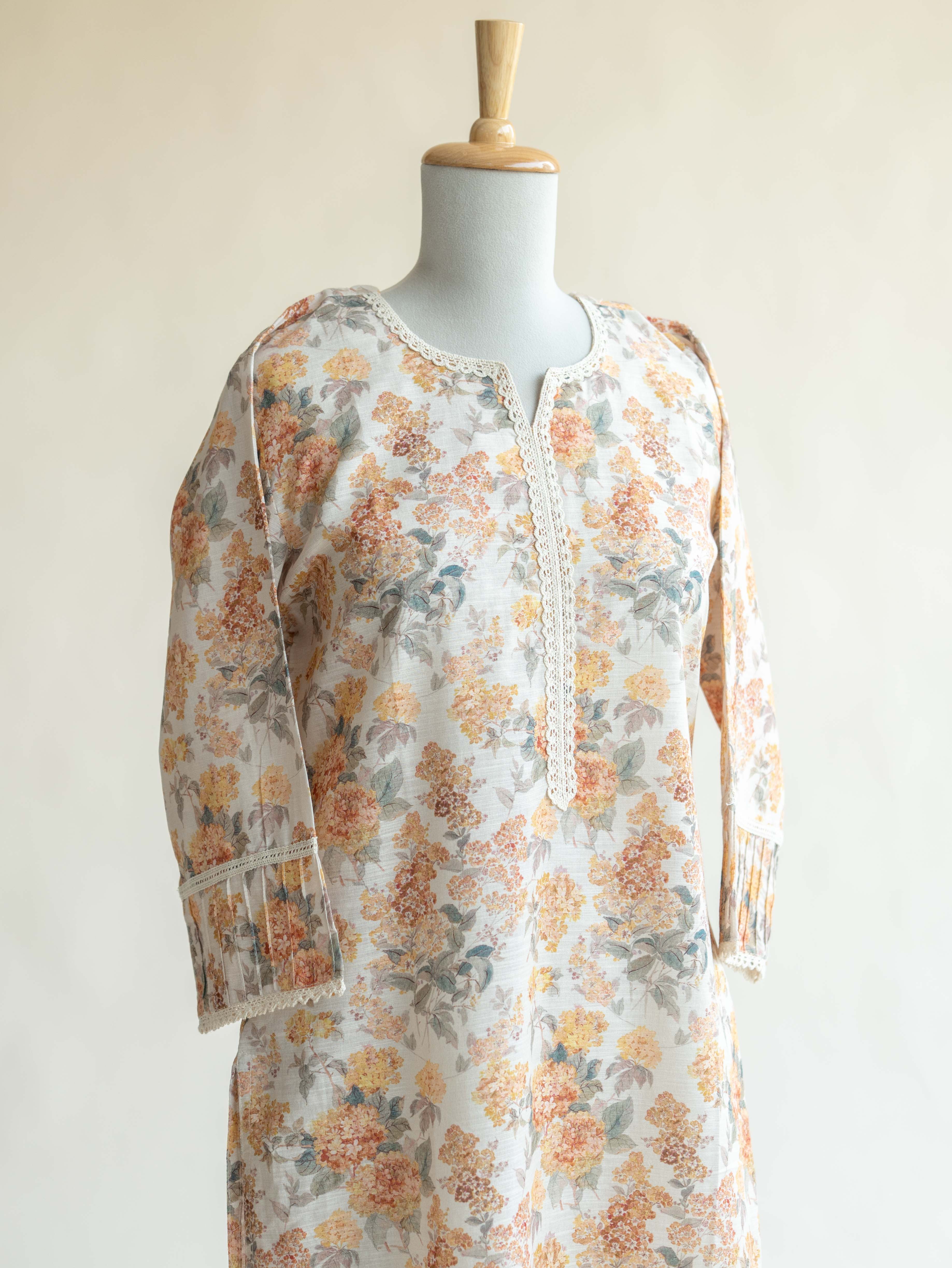 Adira Cotton Linen Digital Print Straight Kurta