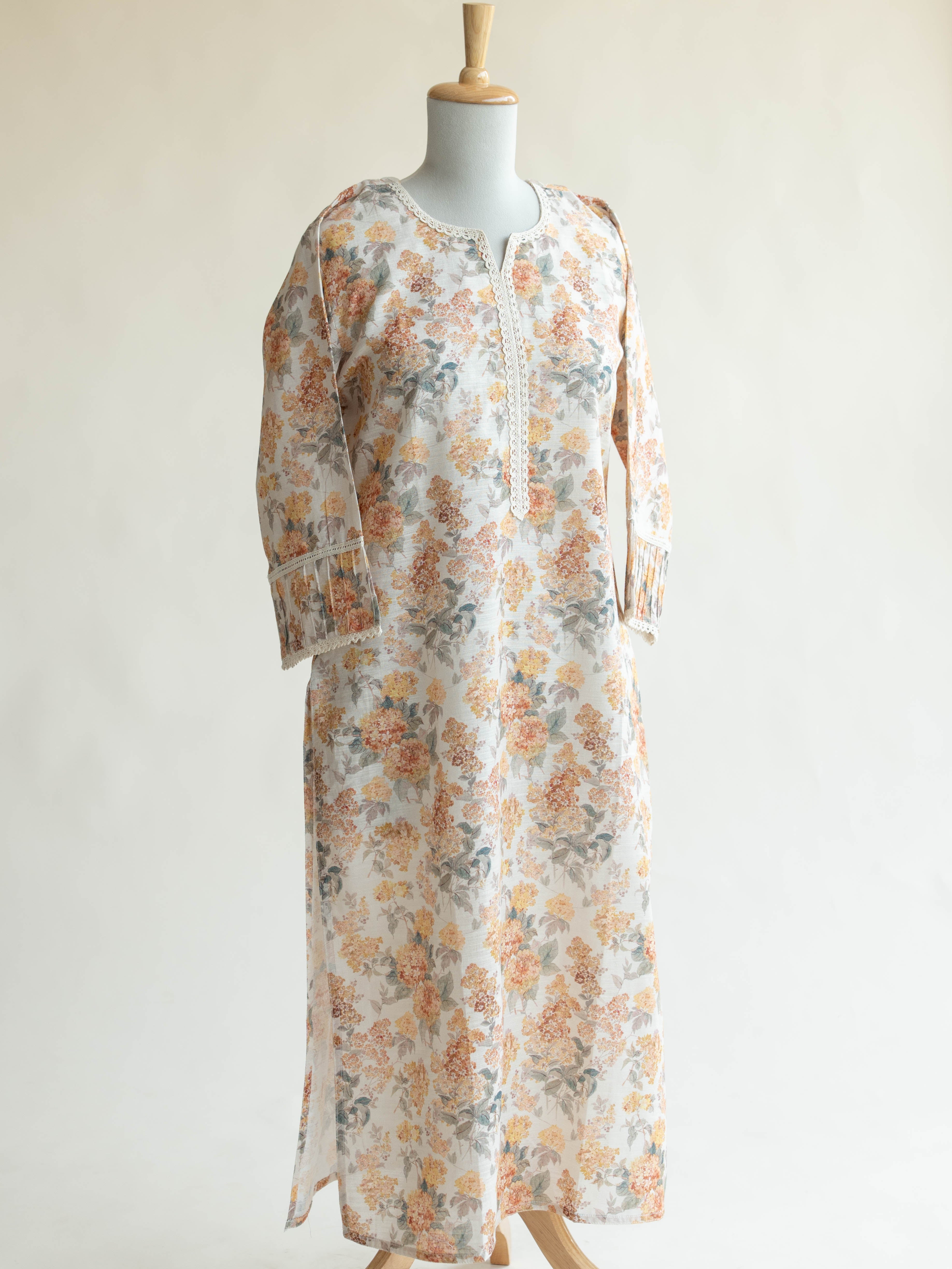 Adira Cotton Linen Digital Print Straight Kurta