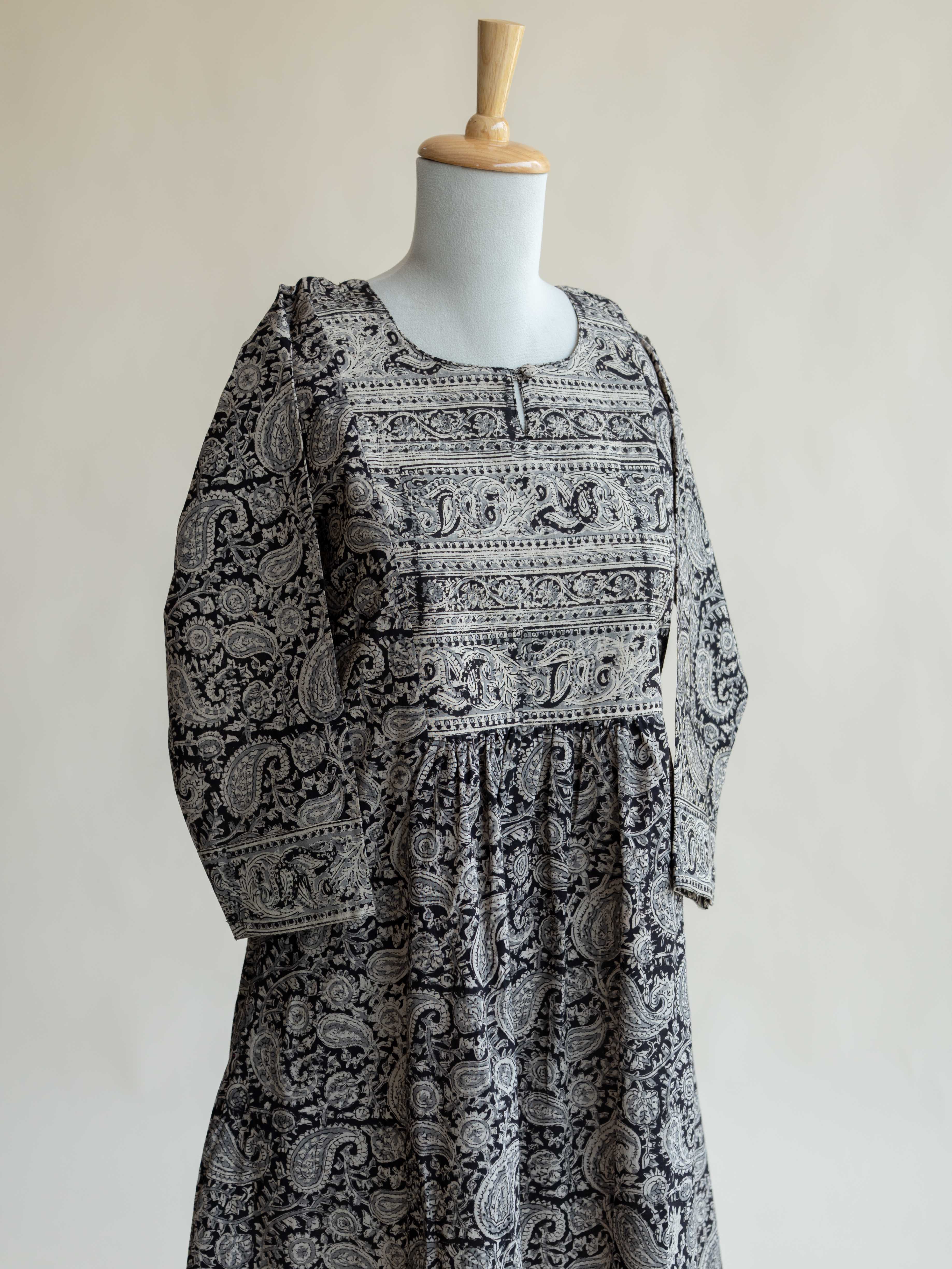 Anvika Cotton Kalamkari Block Printed A-Line Kurta