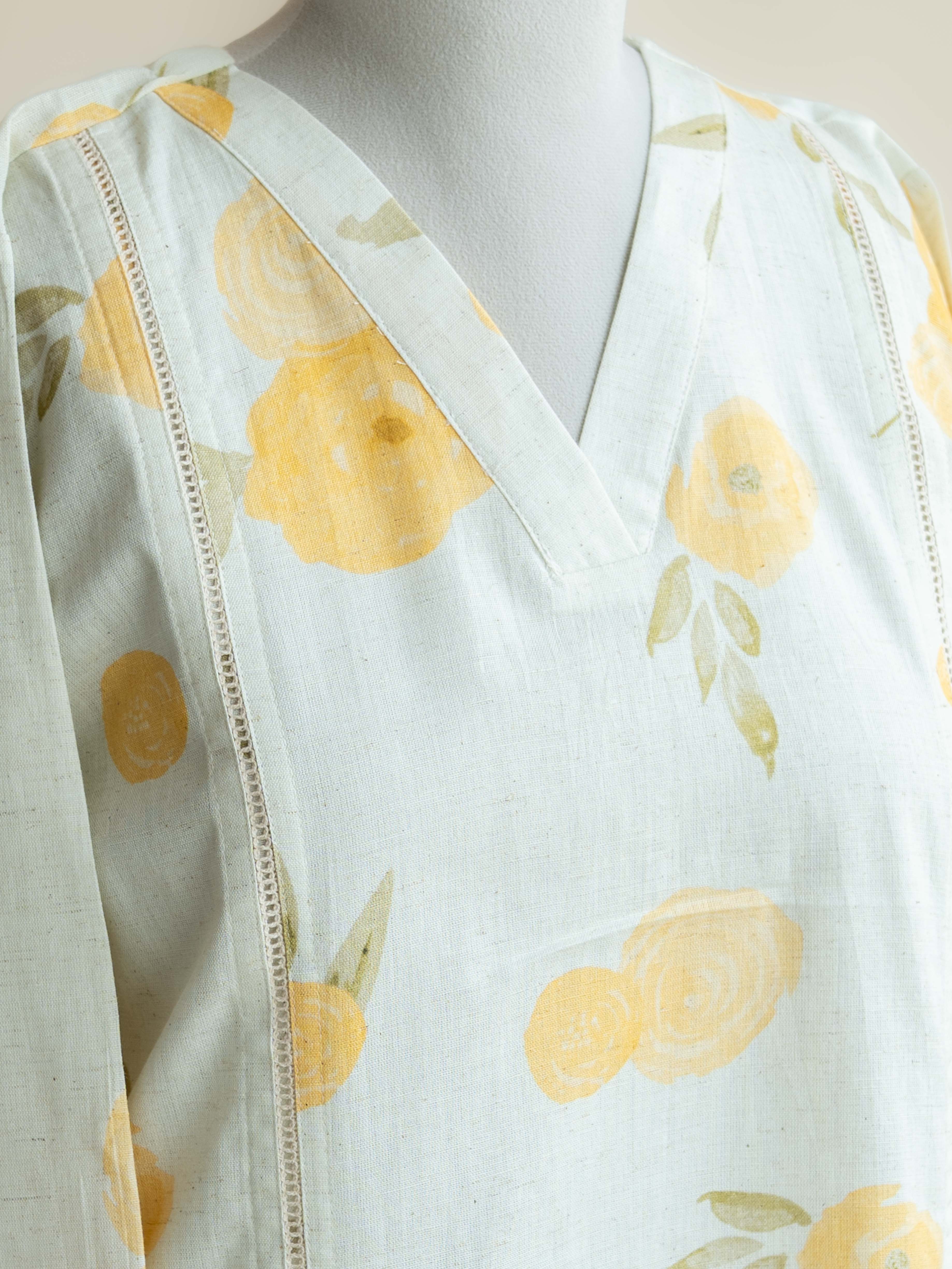 Nikhath Cotton Flax Digital Print Straight Kurta