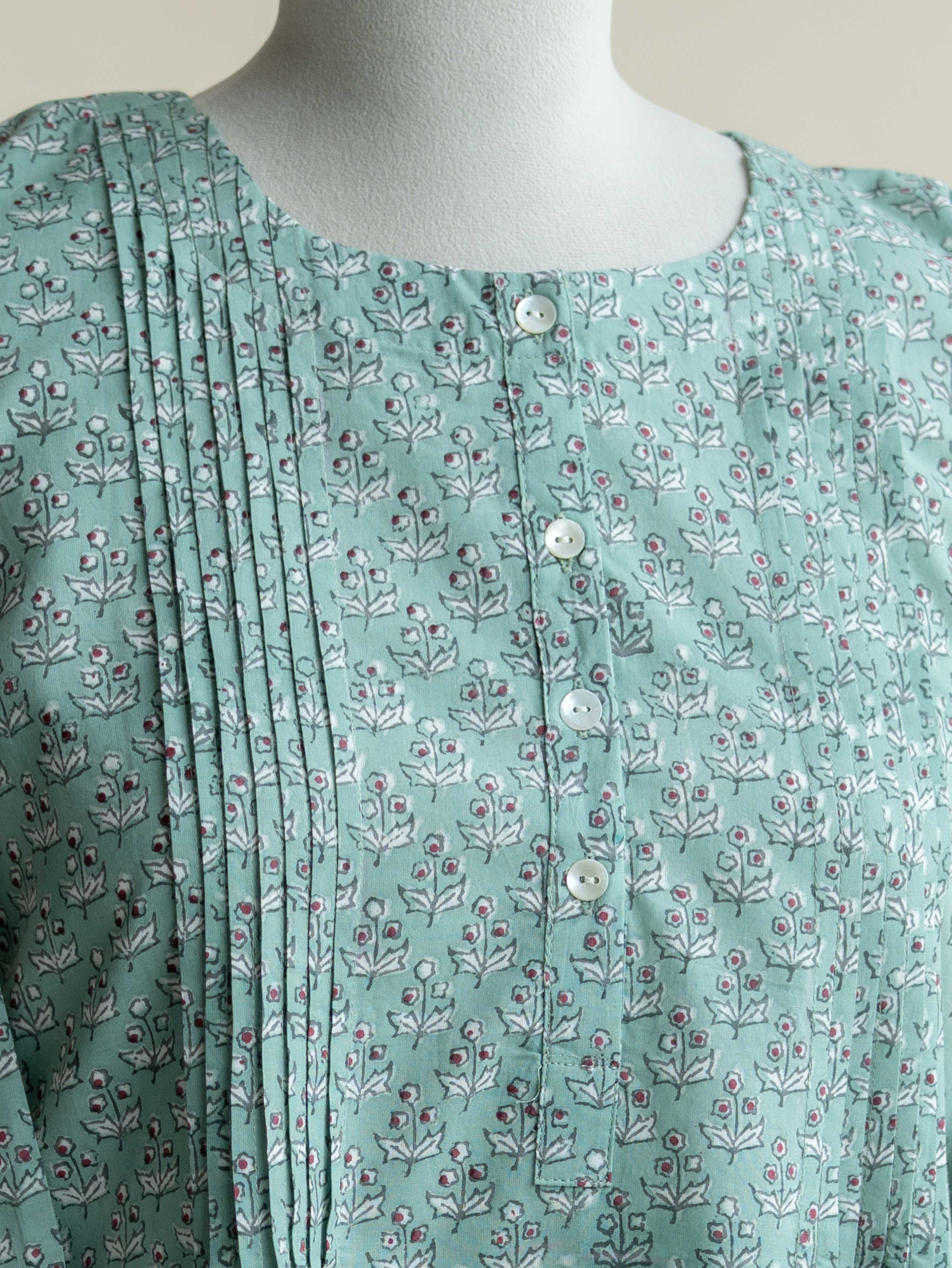 Ameliya Cotton Block Printed A-Line Kurta
